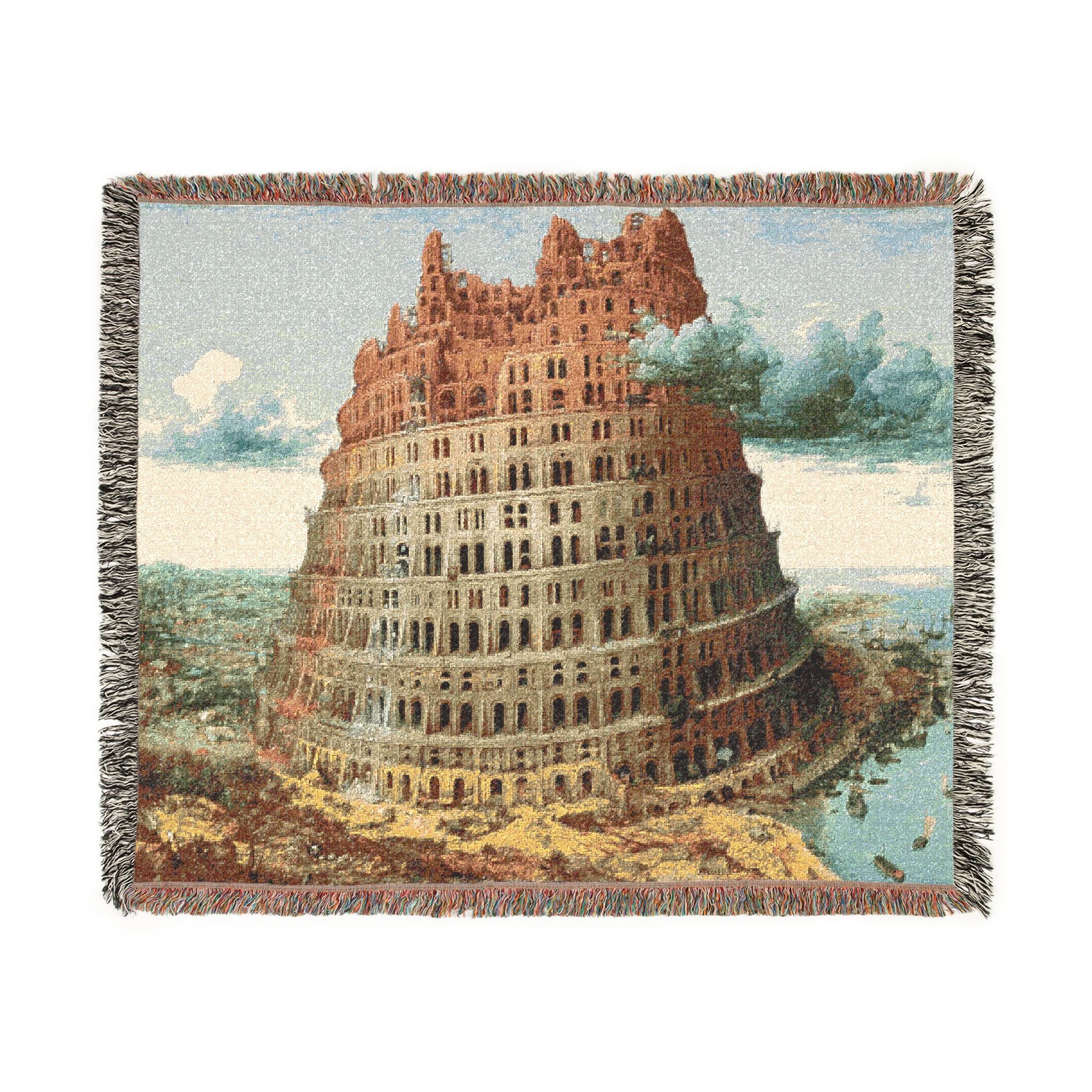 Pieter Bruegel the Elder - The Tower of Babel (Rotterdam) - Google Art Project - edited | Woven Tapestry Blanket