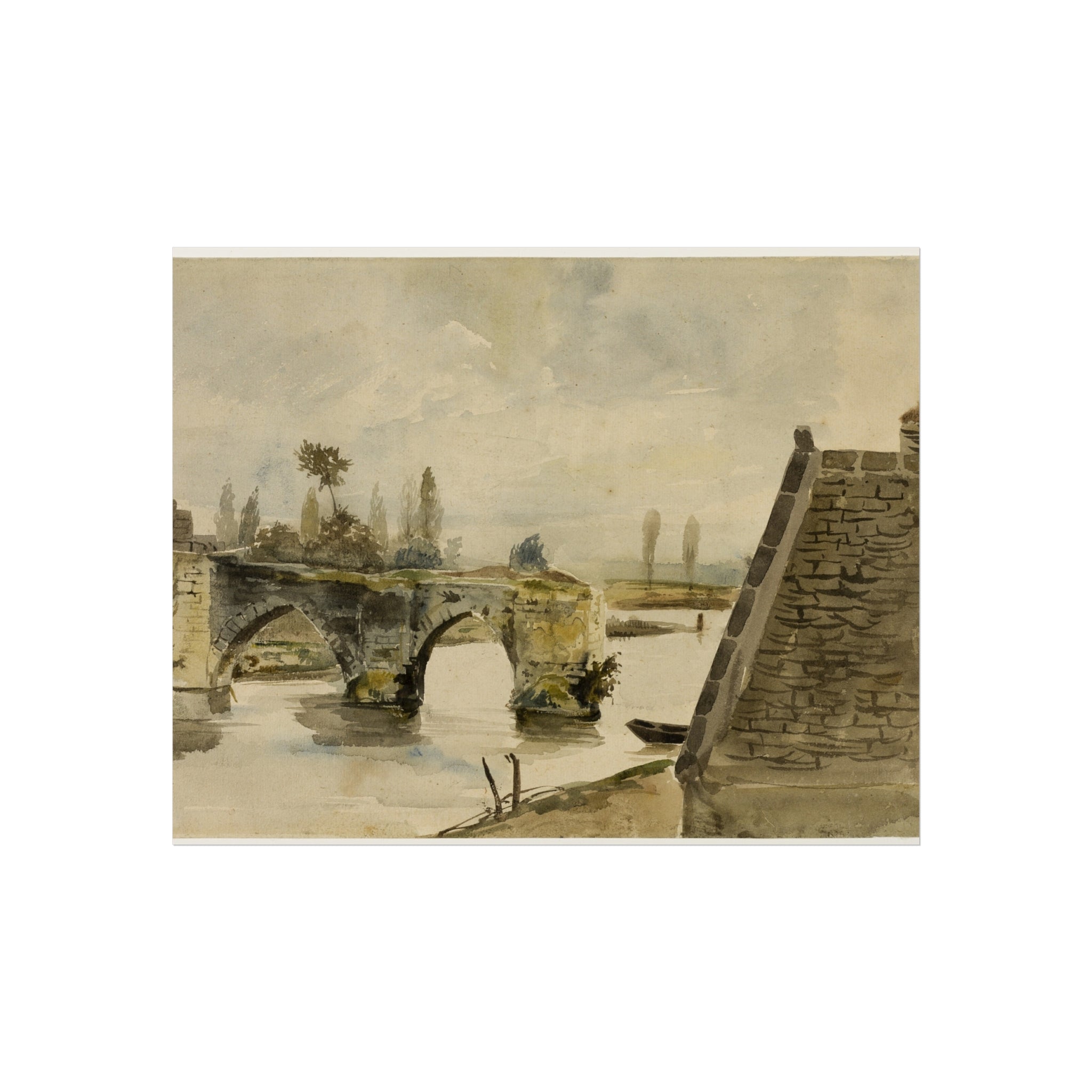 The Old Bridge at Mantes Eugène Delacroix Fine Art Poster