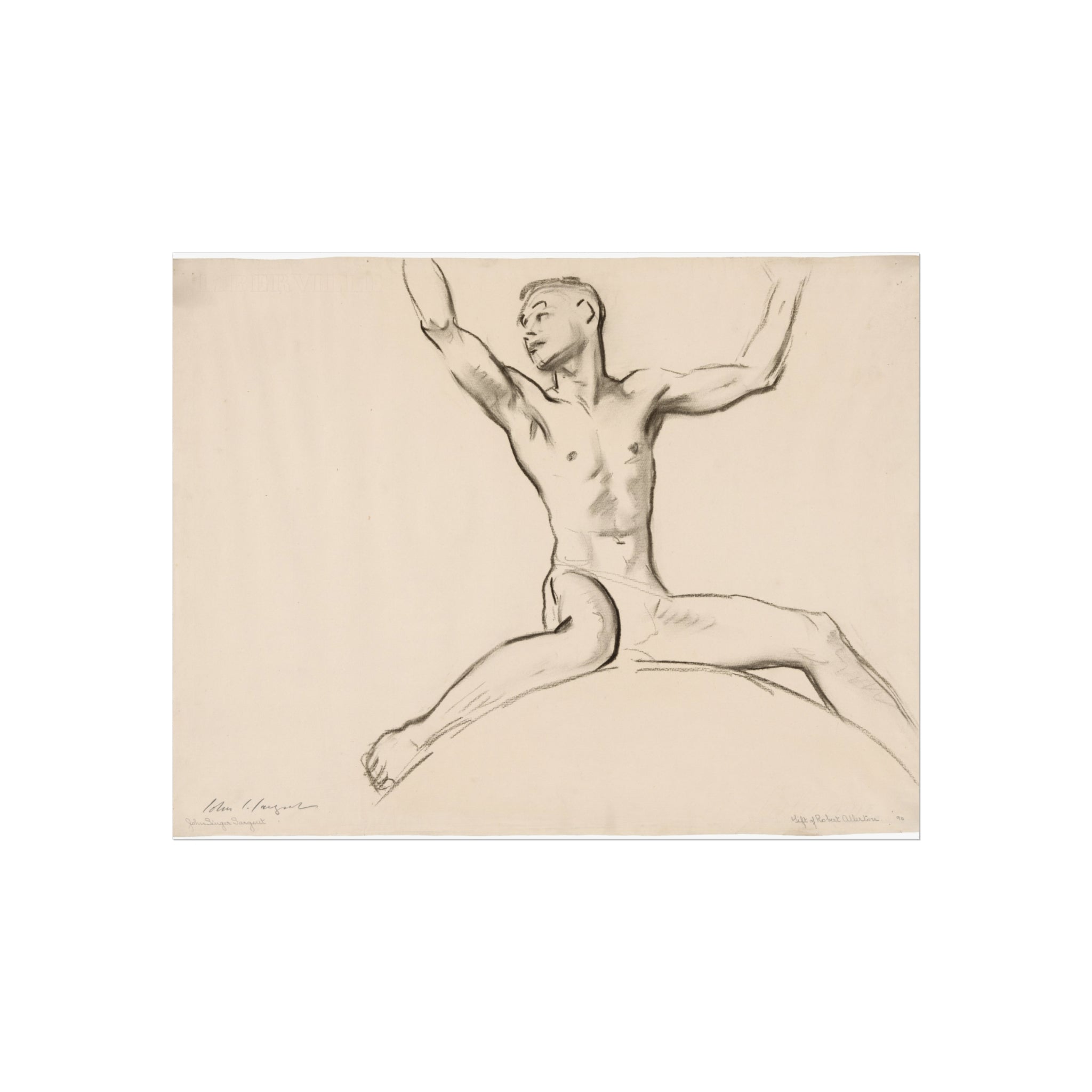 John Singer Sargent - Seated Male Nude, Arms Uplifted | Fine Art Poster