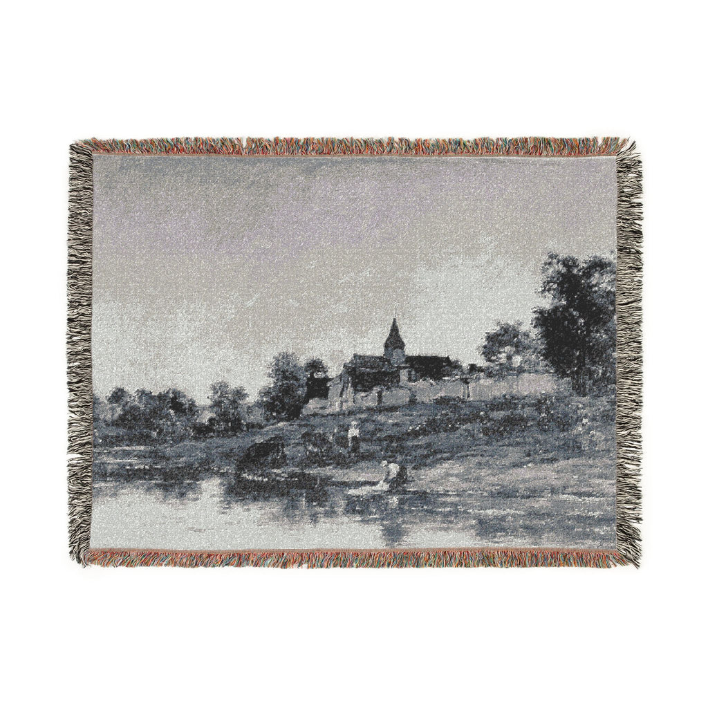 Charles François Daubigny - On the Bank of the Seine at Portejoie | Woven Tapestry Blanket