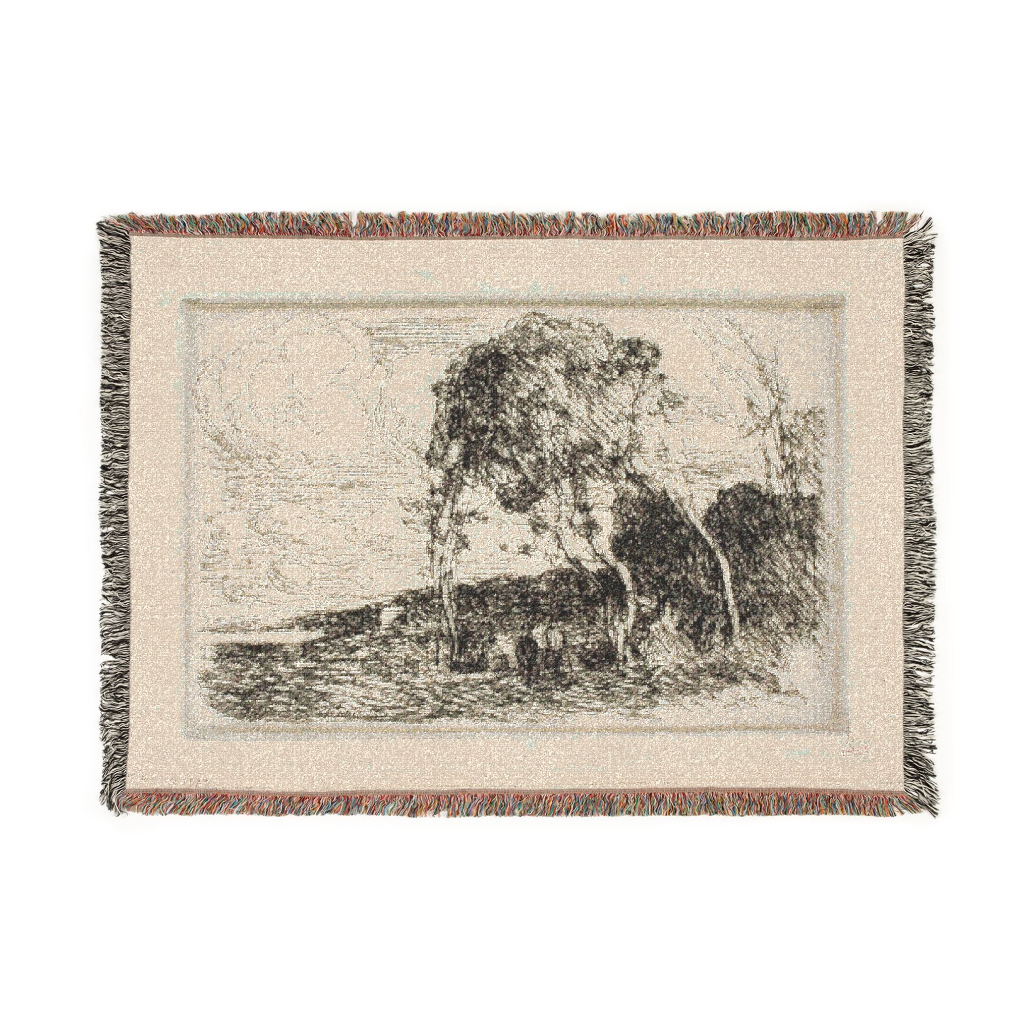 Jean Baptiste Camille Corot - Souvenir of the Fortifications of Douai | Woven Tapestry Blanket