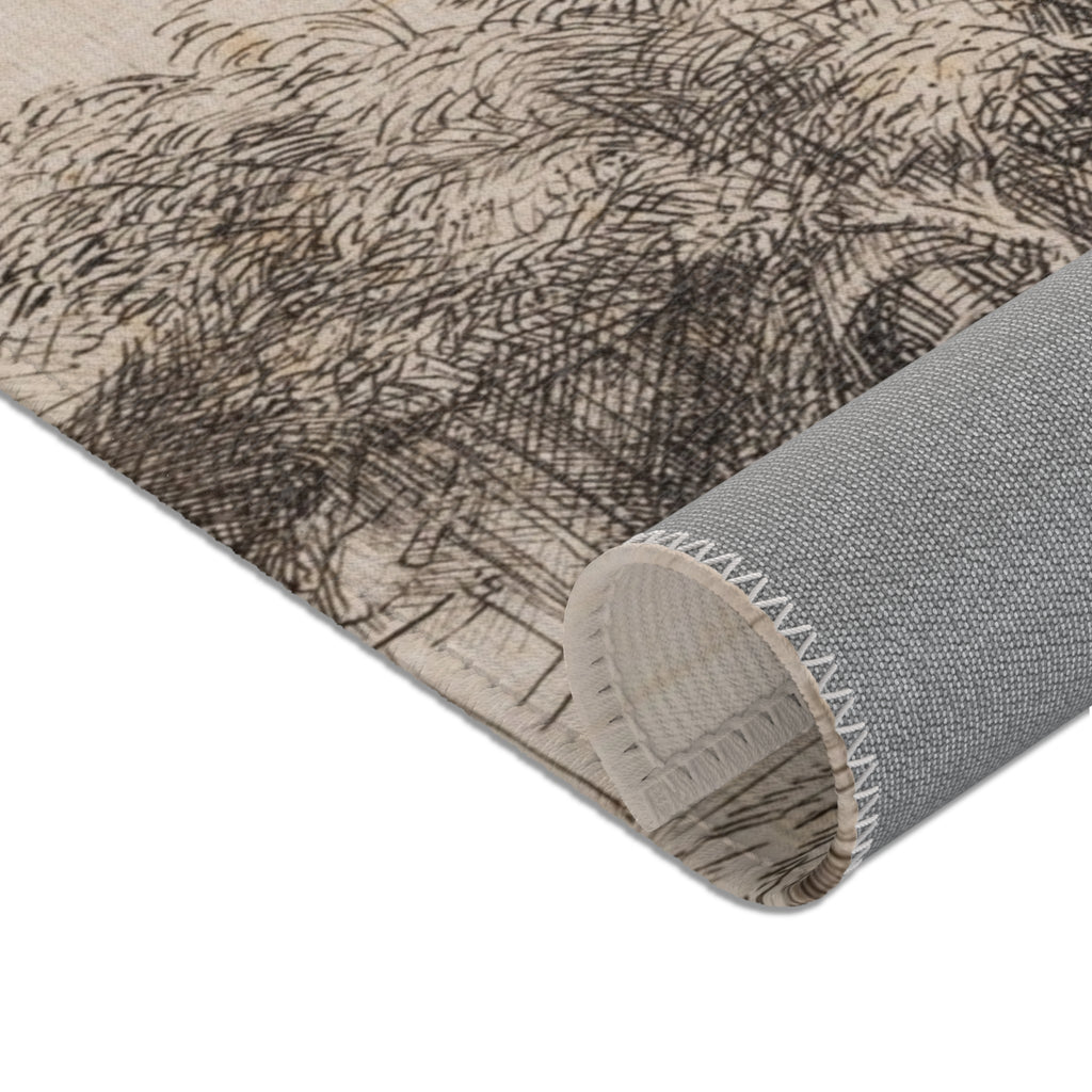 Rembrandt van Rijn - Landscape with a Cow Drinking | Area Rug