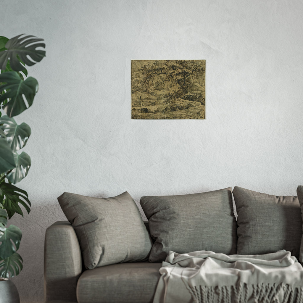 Jacob van Ruisdael - Landscape with Figure Resting Under Tree by Stream | Fine Art Poster