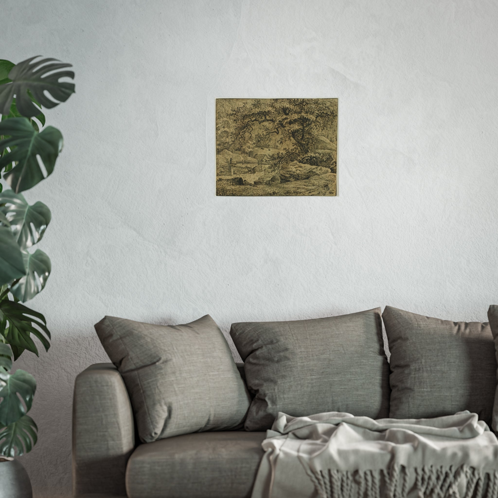 Jacob van Ruisdael - Landscape with Figure Resting Under Tree by Stream | Fine Art Poster