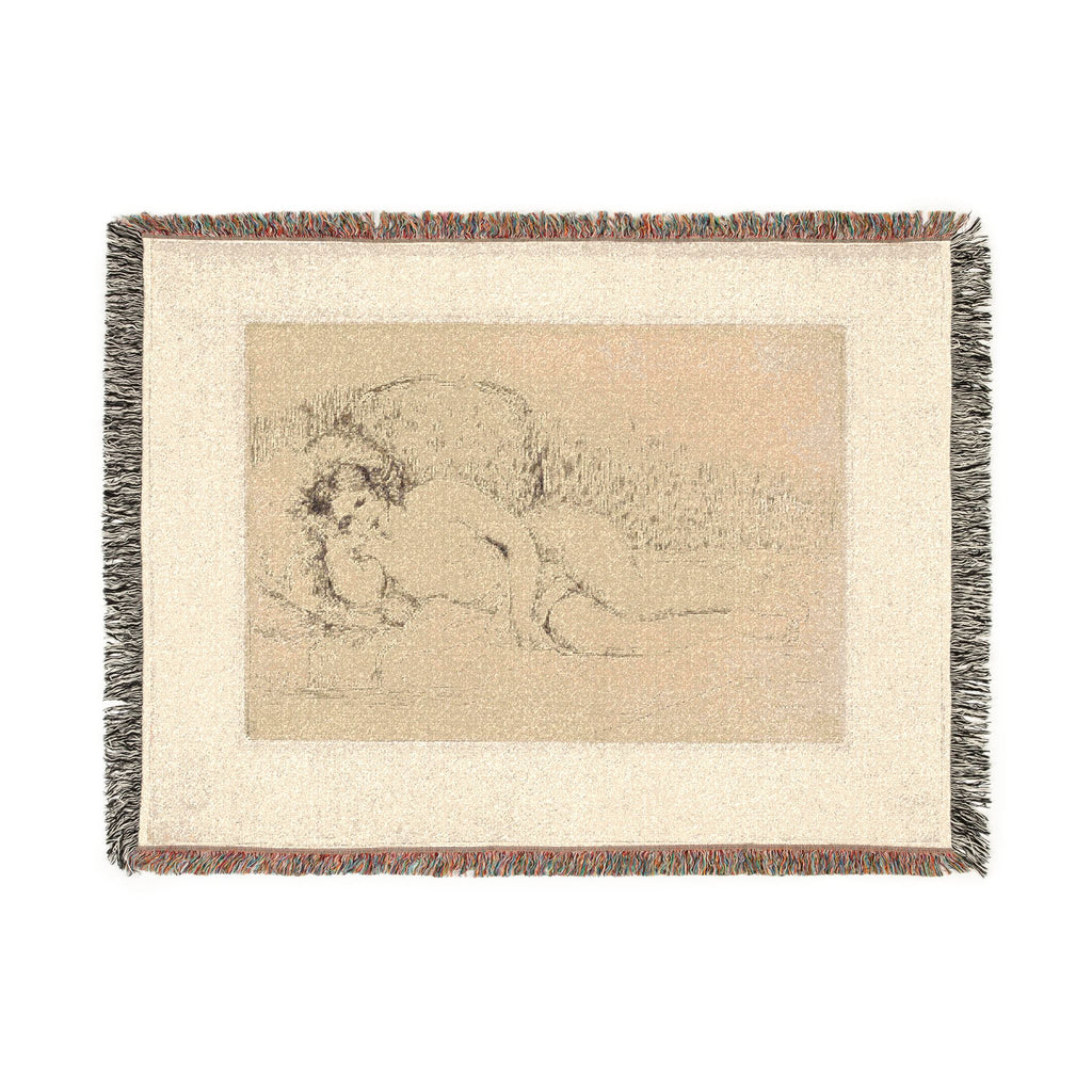 Pierre-Auguste Renoir - Woman Reclining, to the Left | Woven Tapestry Blanket