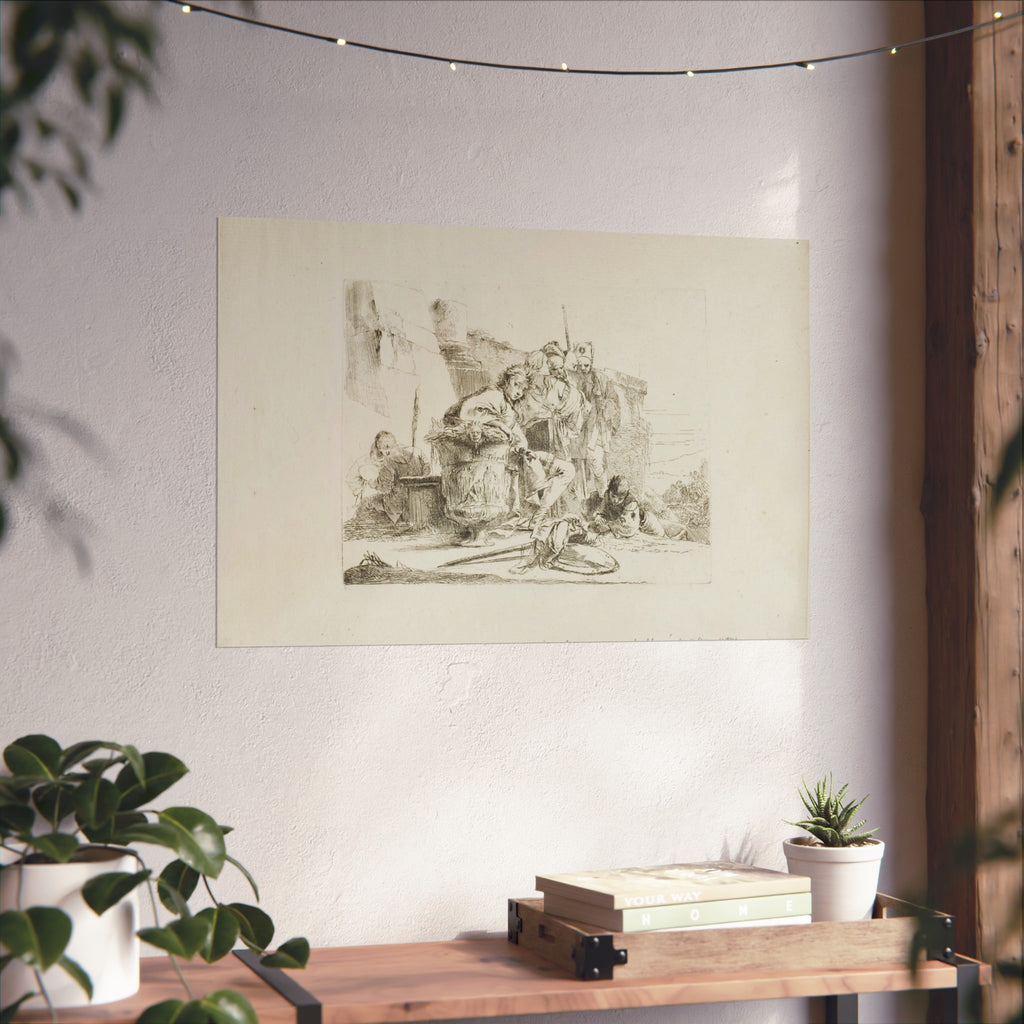 Giovanni Battista Tiepolo - Seated Youth Leaning Against an Urn, from Capricci | Fine Art Poster