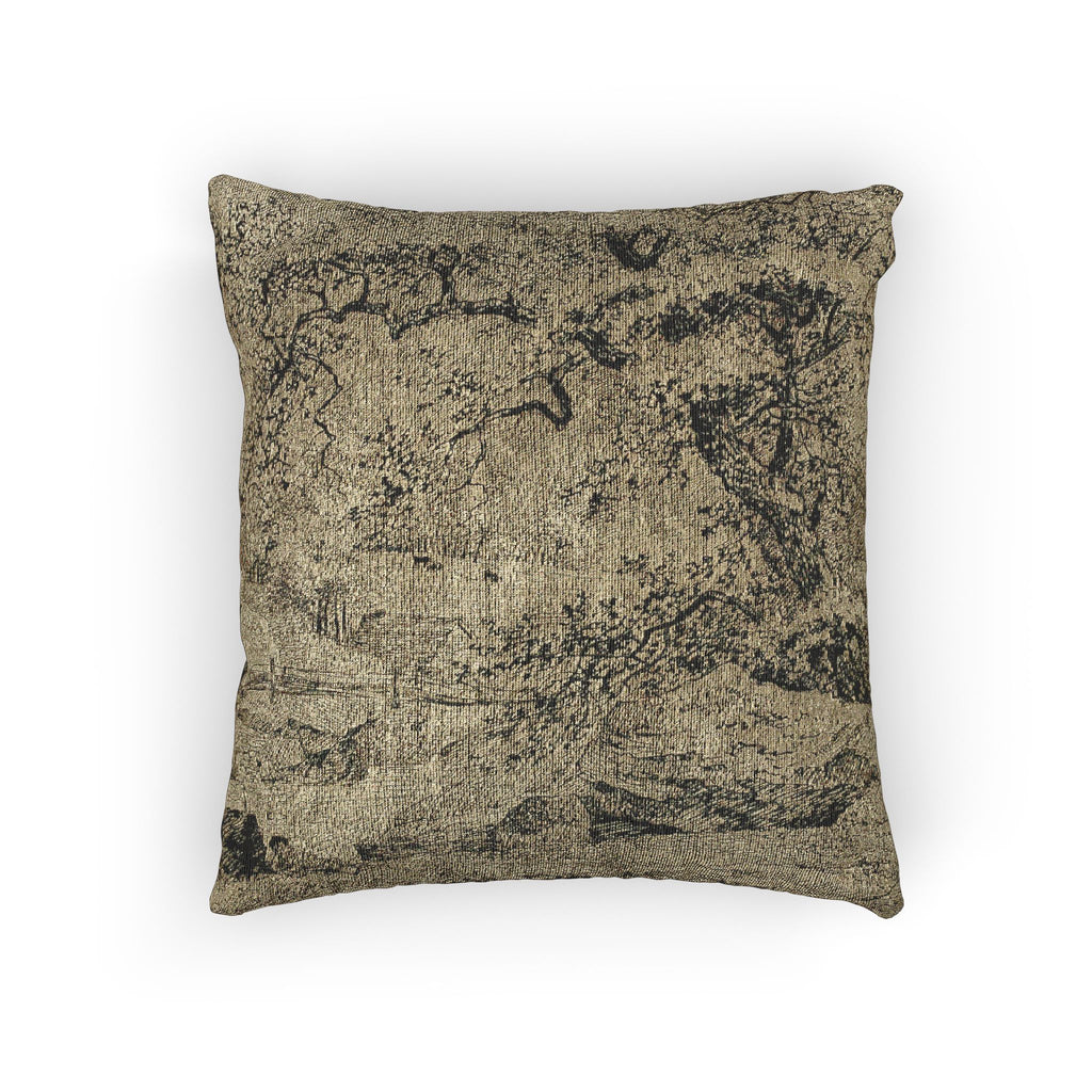 Jacob van Ruisdael - Landscape with Figure Resting Under Tree by Stream | Woven Pillow