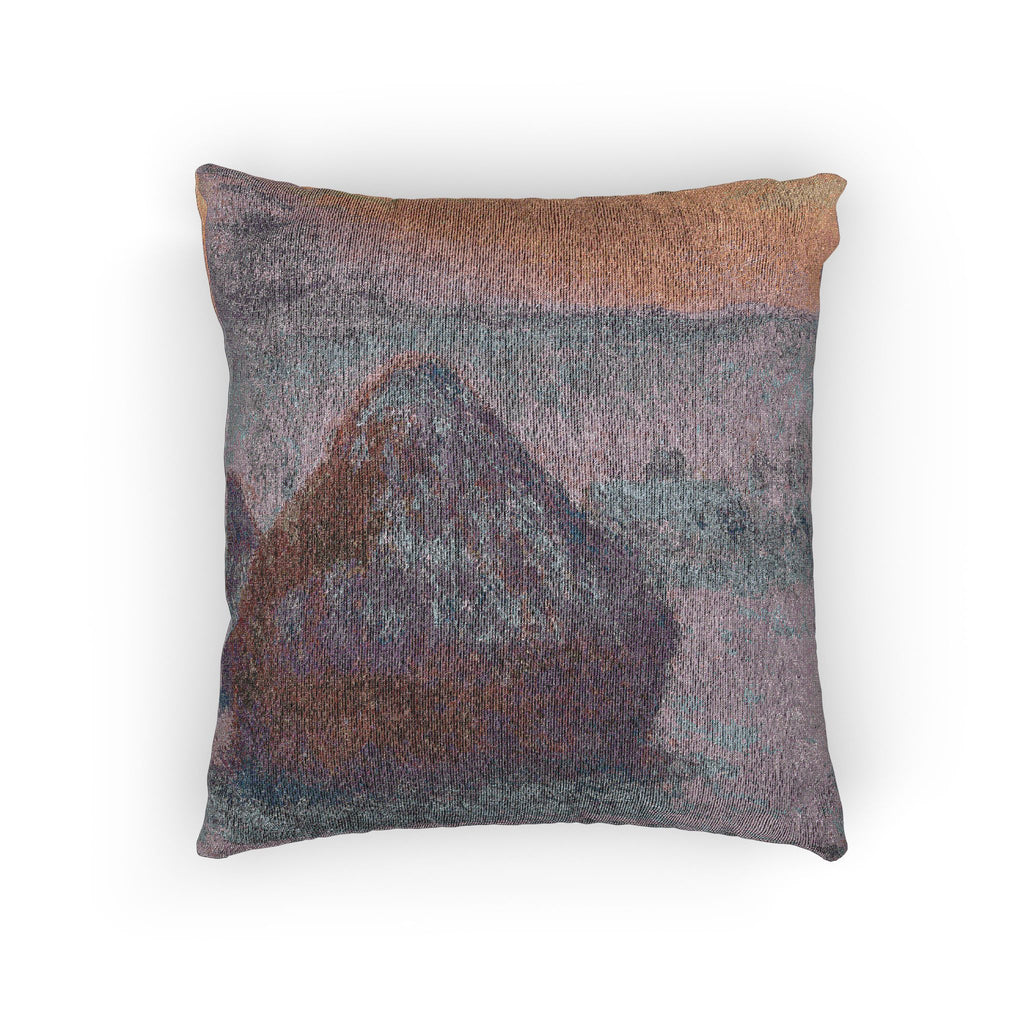 Claude Monet - Stacks of Wheat (Sunset, Snow Effect) | Woven Pillow