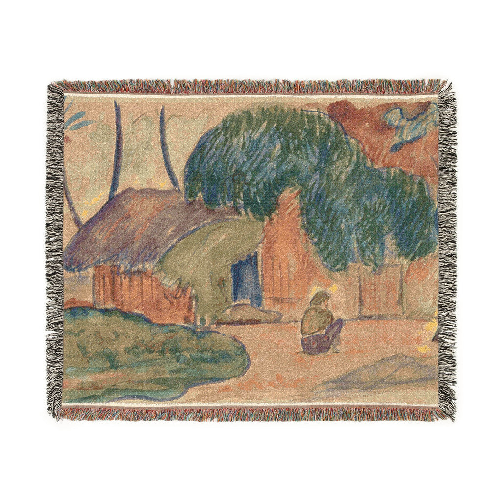 Paul Gauguin - Tahitian Hut | Woven Tapestry Blanket