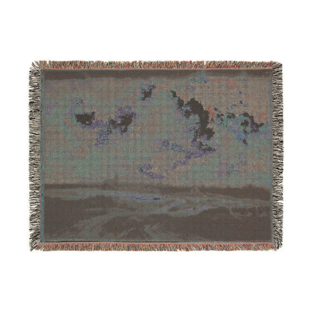 Dresden, Gemäldegalerie Alte Meister, Jacob van Ruisdael, ein Walddorf hinter Dünen | Woven Tapestry Blanket