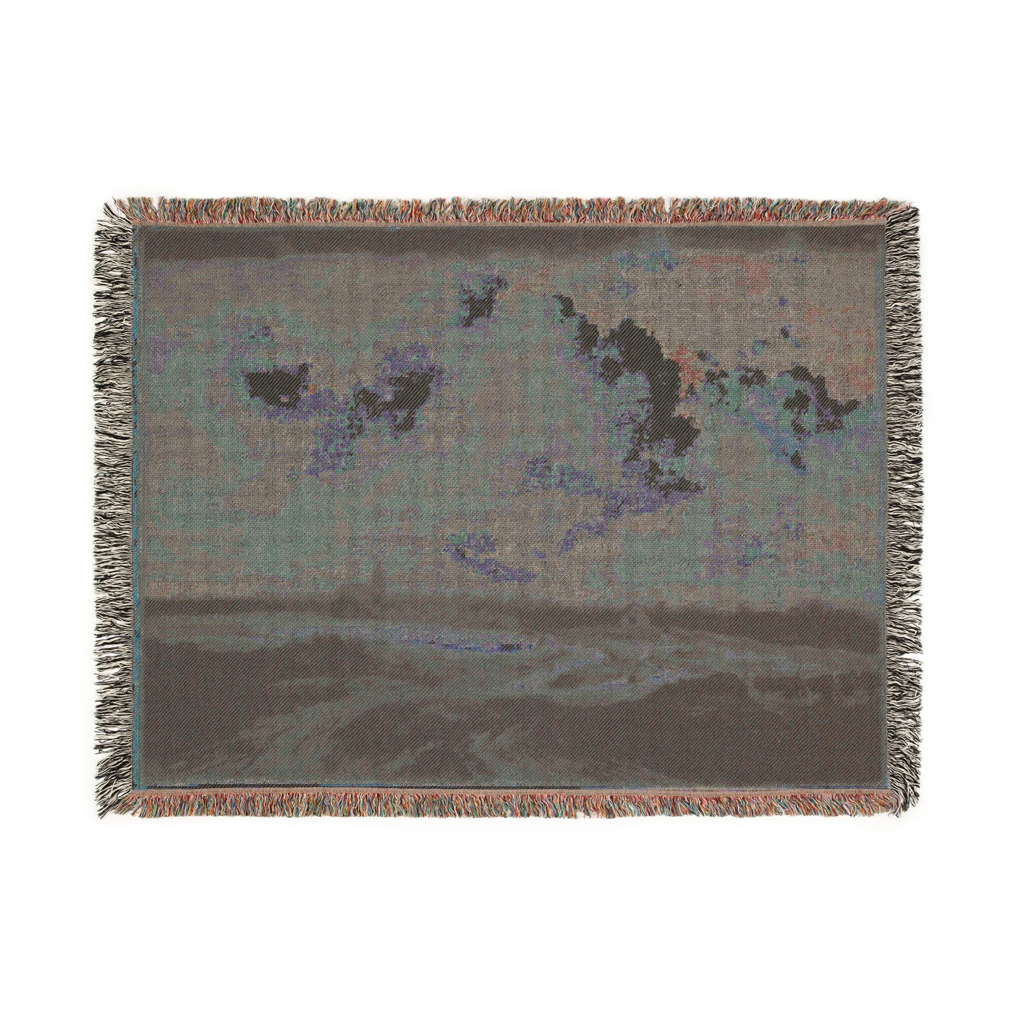 Dresden, Gemäldegalerie Alte Meister, Jacob van Ruisdael, ein Walddorf hinter Dünen | Woven Tapestry Blanket