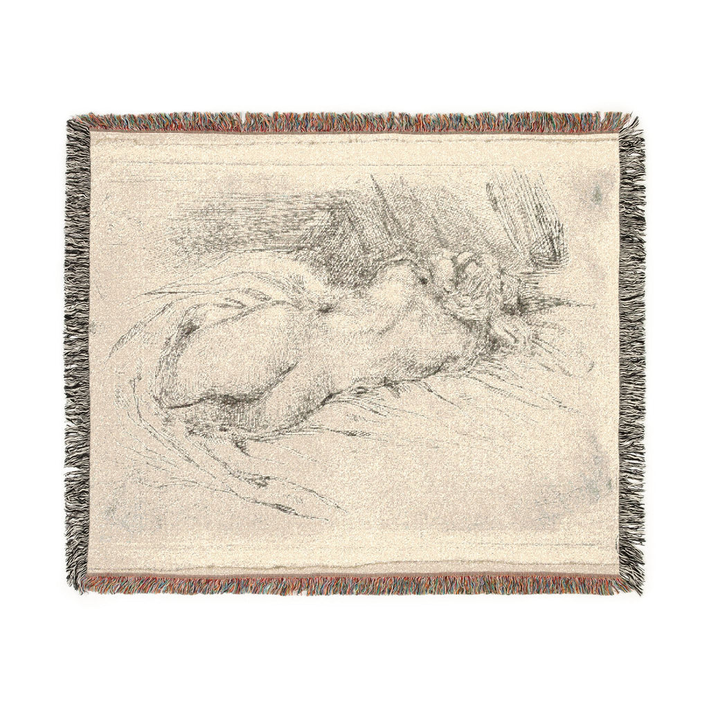 Eugène Delacroix - Study of a Woman Seen from the Back | Woven Tapestry Blanket