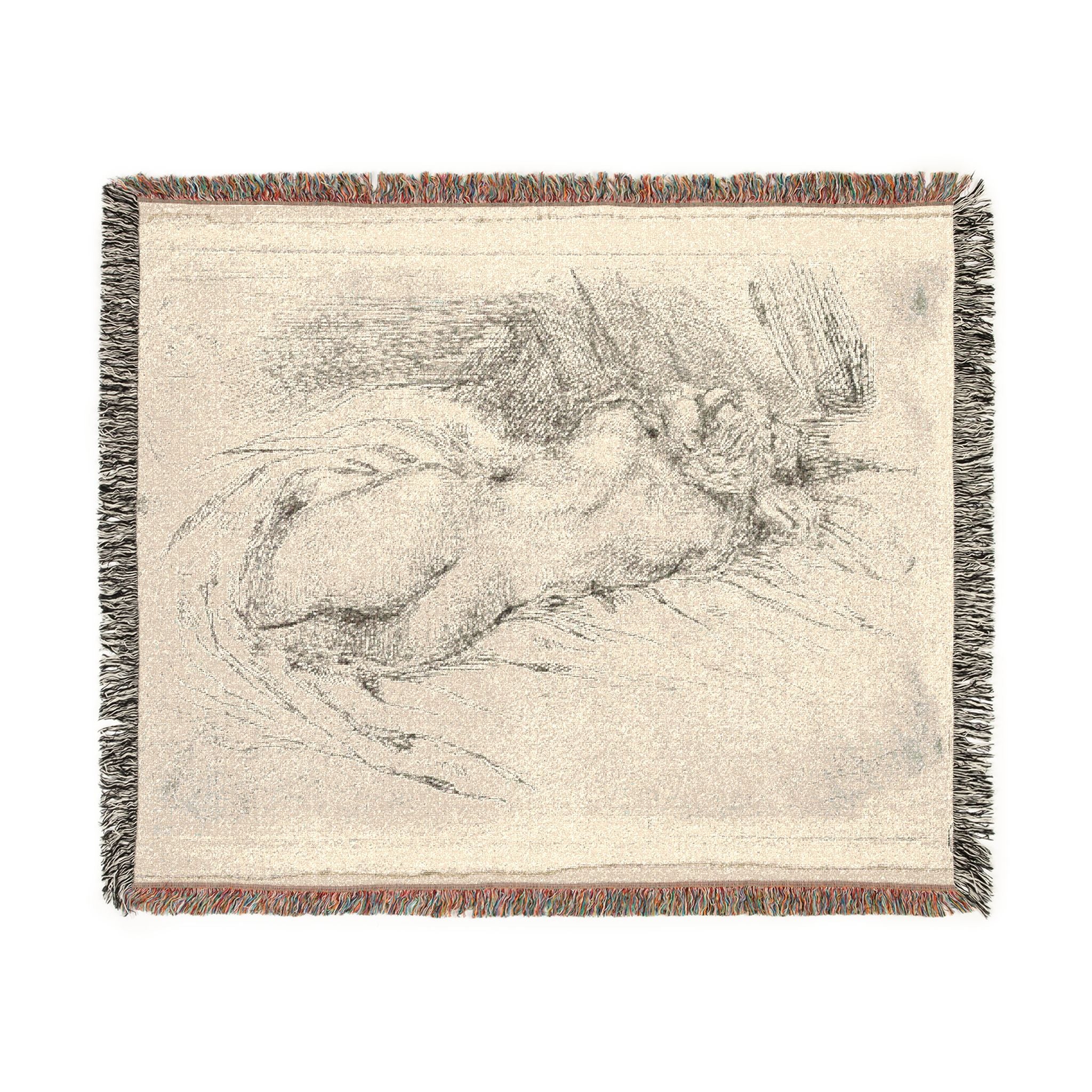 Eugène Delacroix - Study of a Woman Seen from the Back | Woven Tapestry Blanket