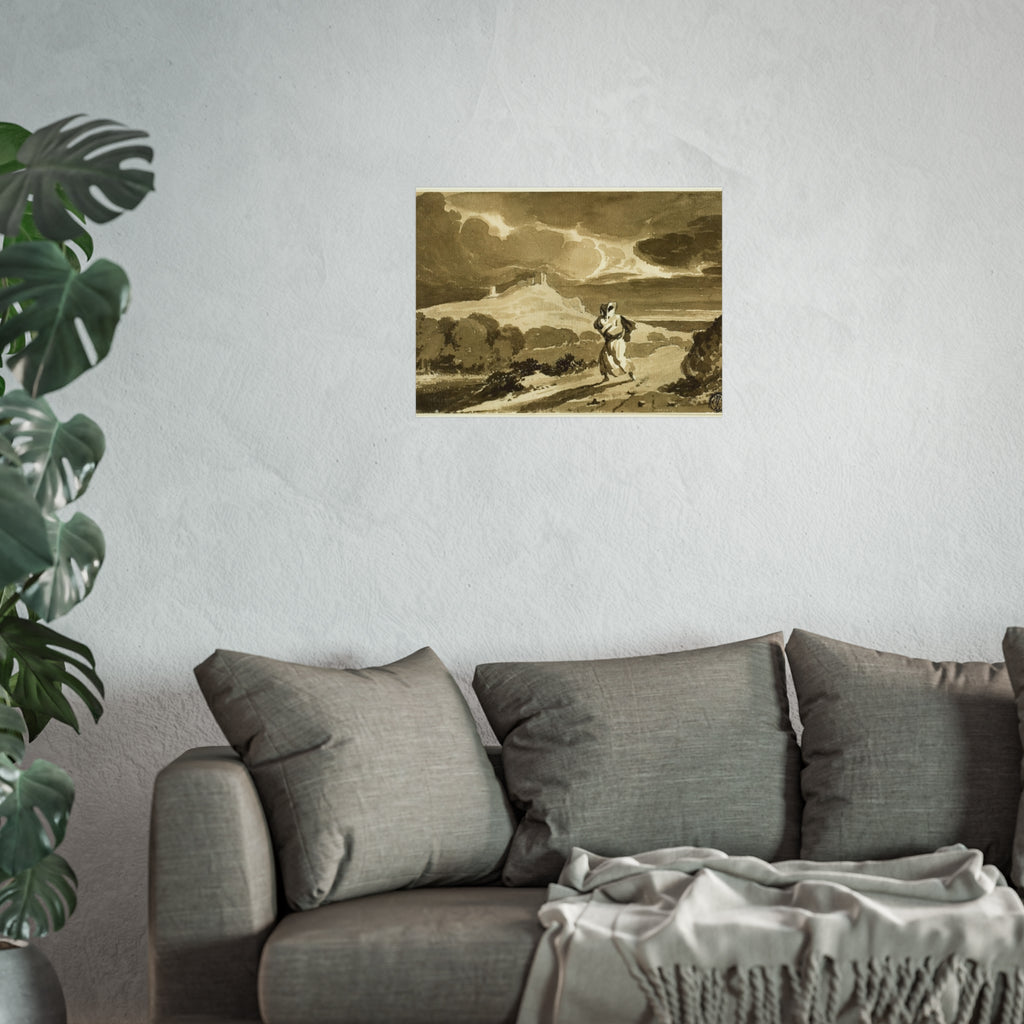 John Constable - Woman with Baby Fleeing Across Moors | Fine Art Poster