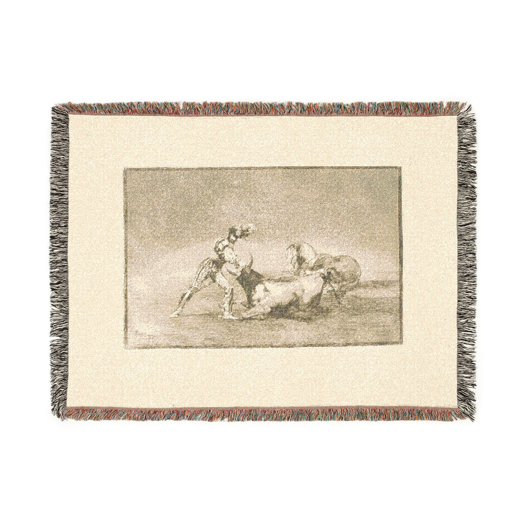 Francisco José de Goya y Lucientes - A Spanish knight kills the bull after having lost his horse, plate nine from The Ar | Woven Tapestry Blanket