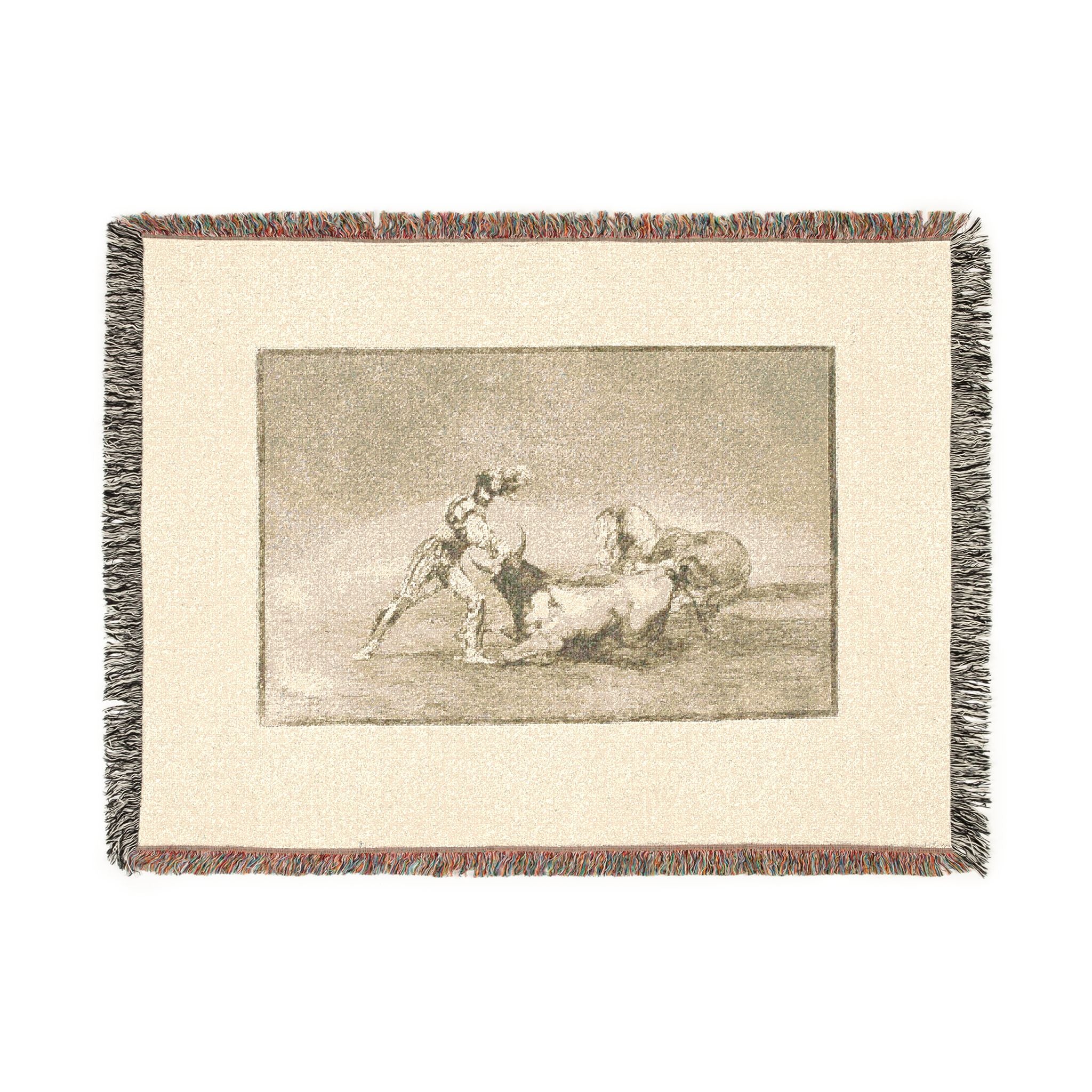 Francisco José de Goya y Lucientes - A Spanish knight kills the bull after having lost his horse, plate nine from The Ar | Woven Tapestry Blanket