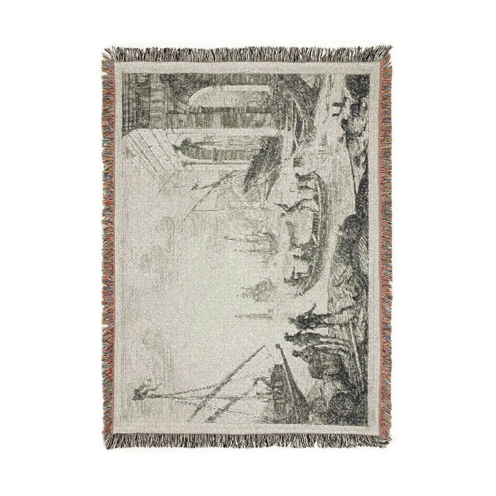 Claude Lorrain - Harbor Scene with a Lighthouse | Woven Tapestry Blanket