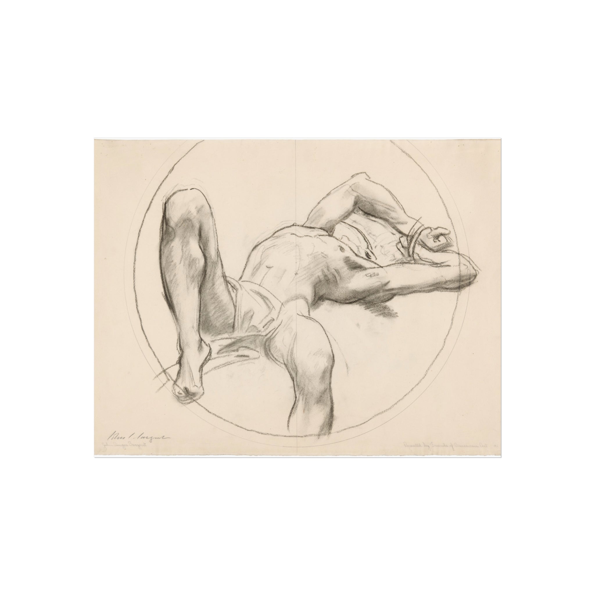 John Singer Sargent - Bound Man (recto); Sketch of Bound Man (verso) | Fine Art Poster