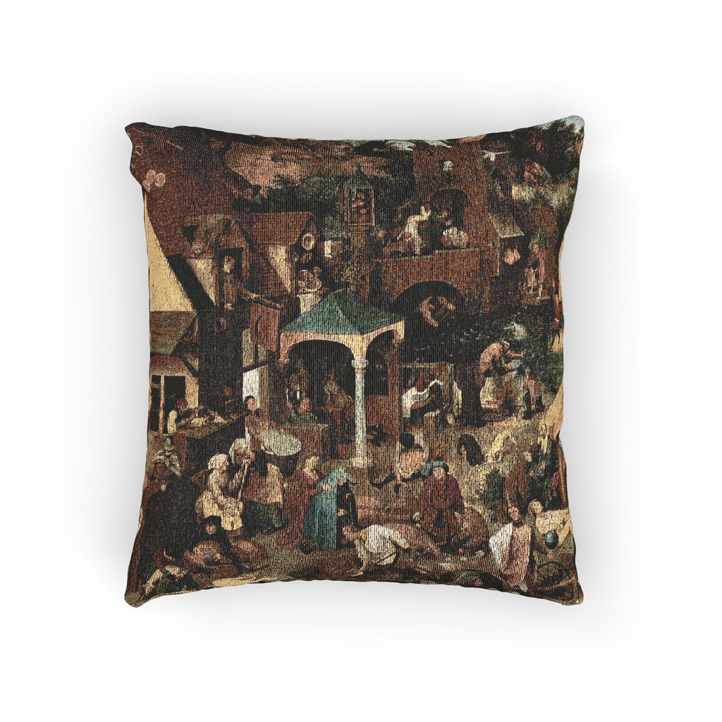Pieter Brueghel the Elder - The Dutch Proverbs - Google Art Project | Woven Pillow