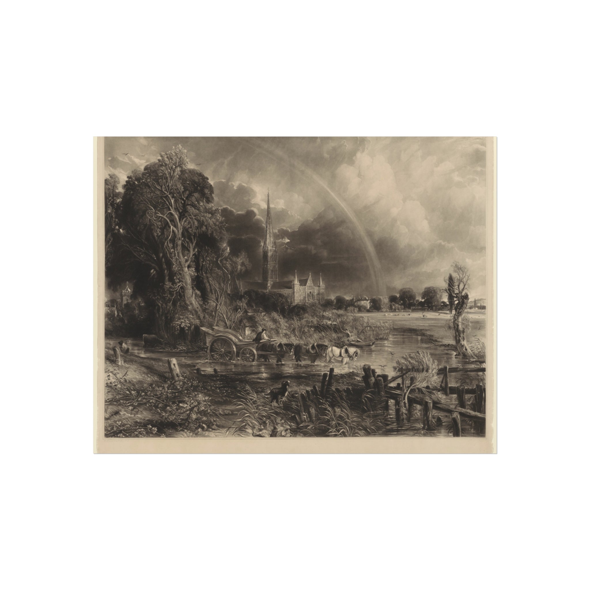 David Lucas - Salisbury Cathedral from the Meadows the Rainbow | Fine Art Poster