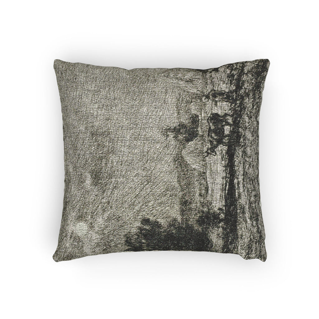 Charles François Daubigny - Moonlight at Valmondois | Woven Pillow