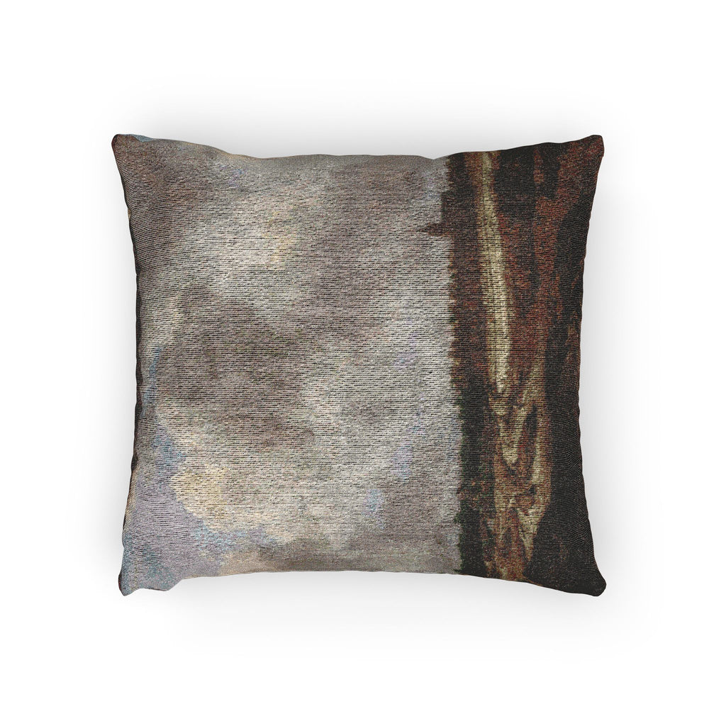 Dresden, Gemäldegalerie Alte Meister, Jacob van Ruisdael, ein Walddorf hinter Dünen | Woven Pillow