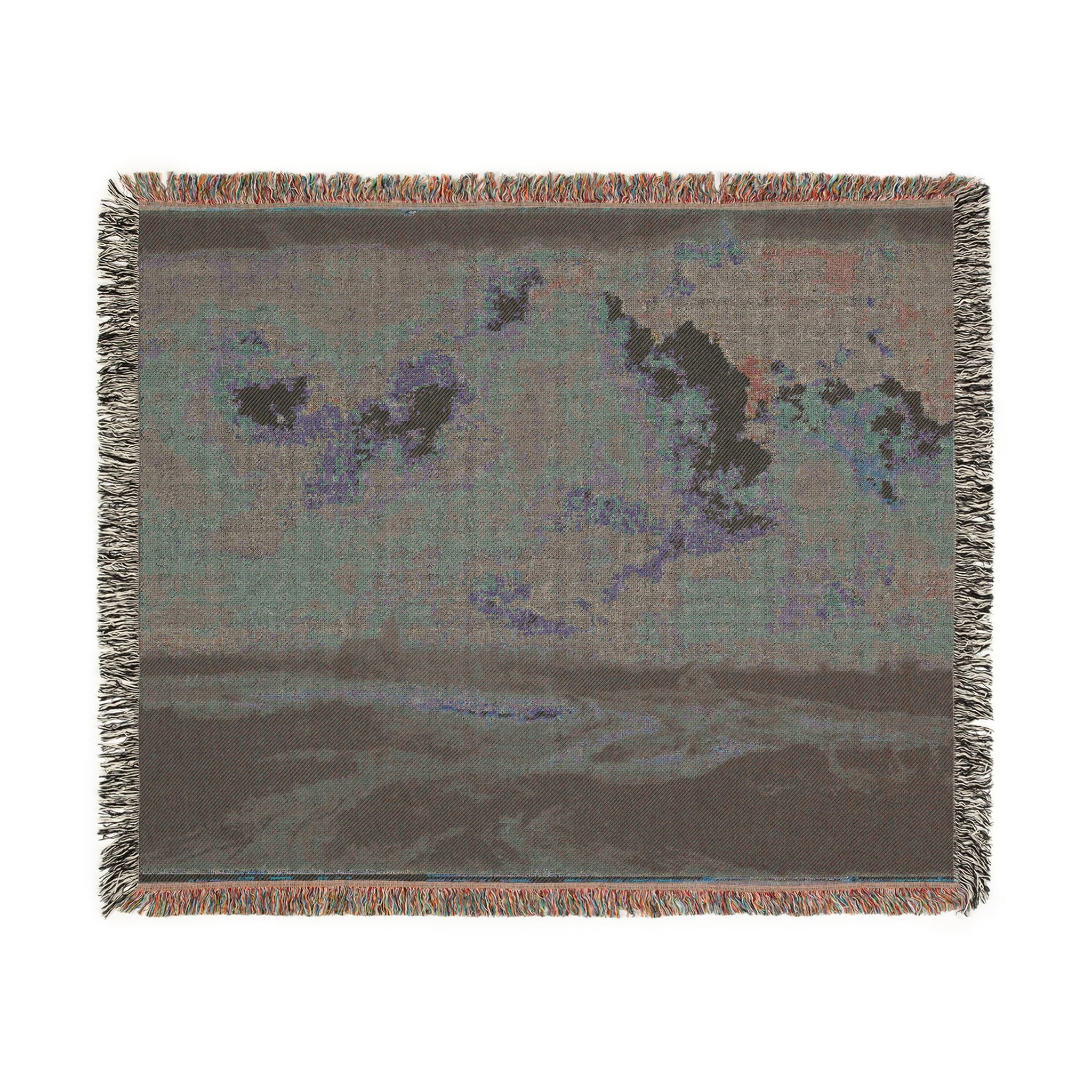 Dresden, Gemäldegalerie Alte Meister, Jacob van Ruisdael, ein Walddorf hinter Dünen | Woven Tapestry Blanket