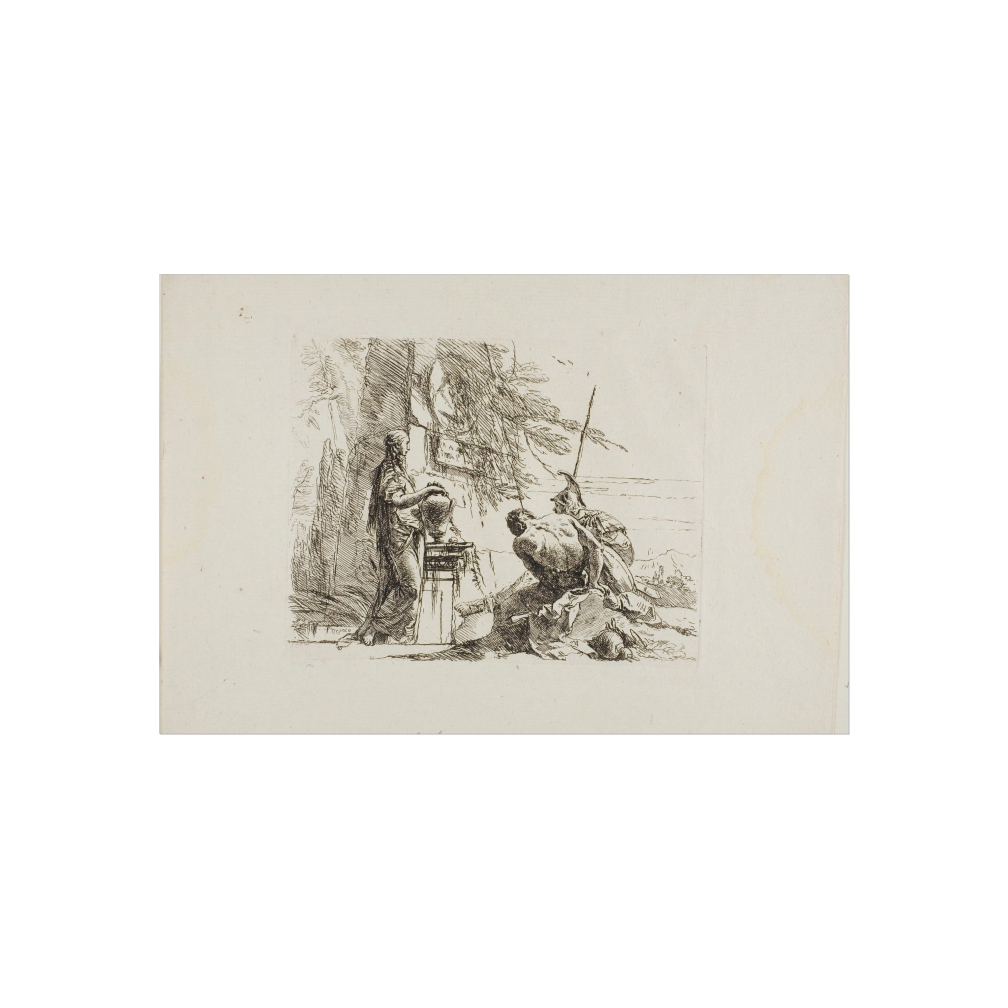 Giovanni Battista Tiepolo - A Woman with her Hands on a Vase, Soldier, and Slave, from Capricci | Fine Art Poster