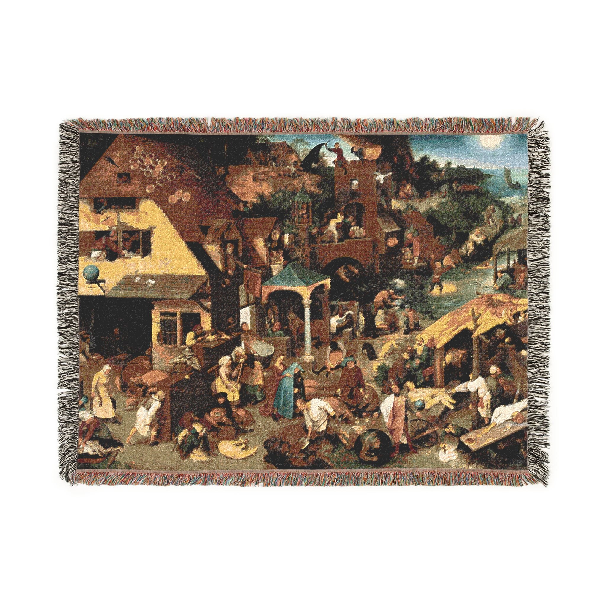 Pieter Brueghel the Elder - The Dutch Proverbs - Google Art Project | Woven Tapestry Blanket