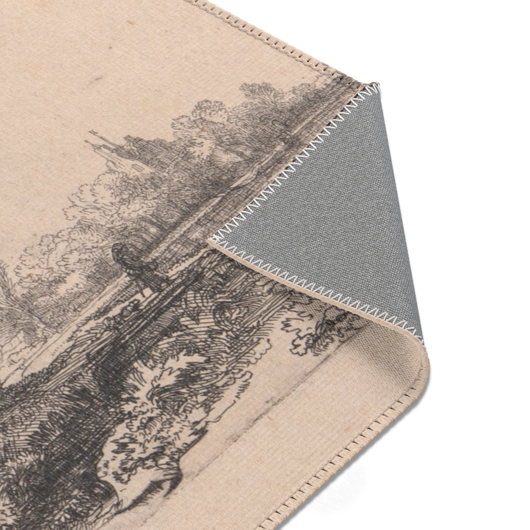 Rembrandt van Rijn - Landscape with Cottages and a Hay Barn Oblong | Area Rug