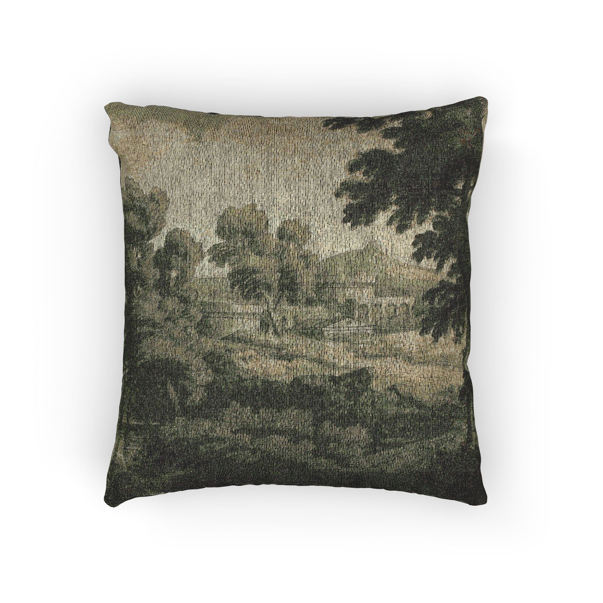 School of Nicolas Poussin - Italianate Landscape with Castle, Trees and Water in Foreground | Woven Pillow