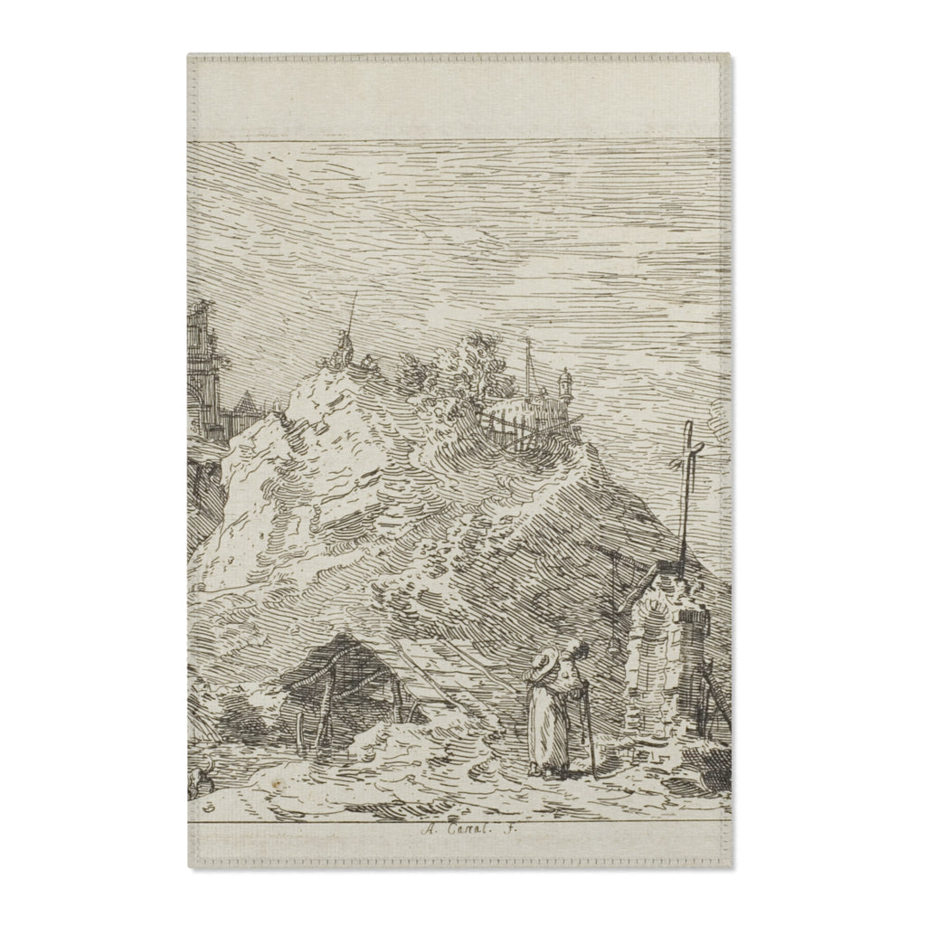 Canaletto - Landscape with the Pilgrim at Prayer, from Vedute | Area Rug
