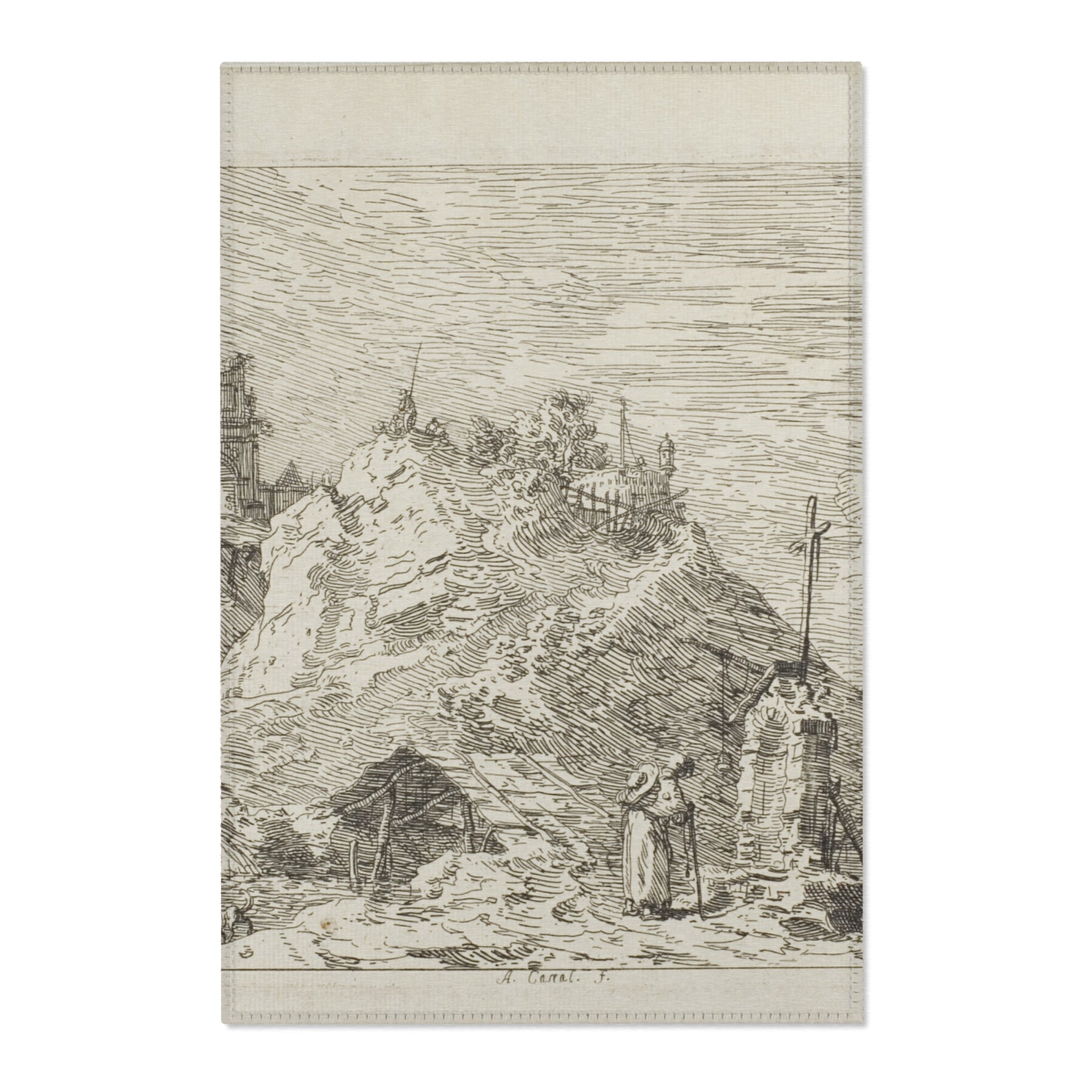 Canaletto - Landscape with the Pilgrim at Prayer, from Vedute | Area Rug