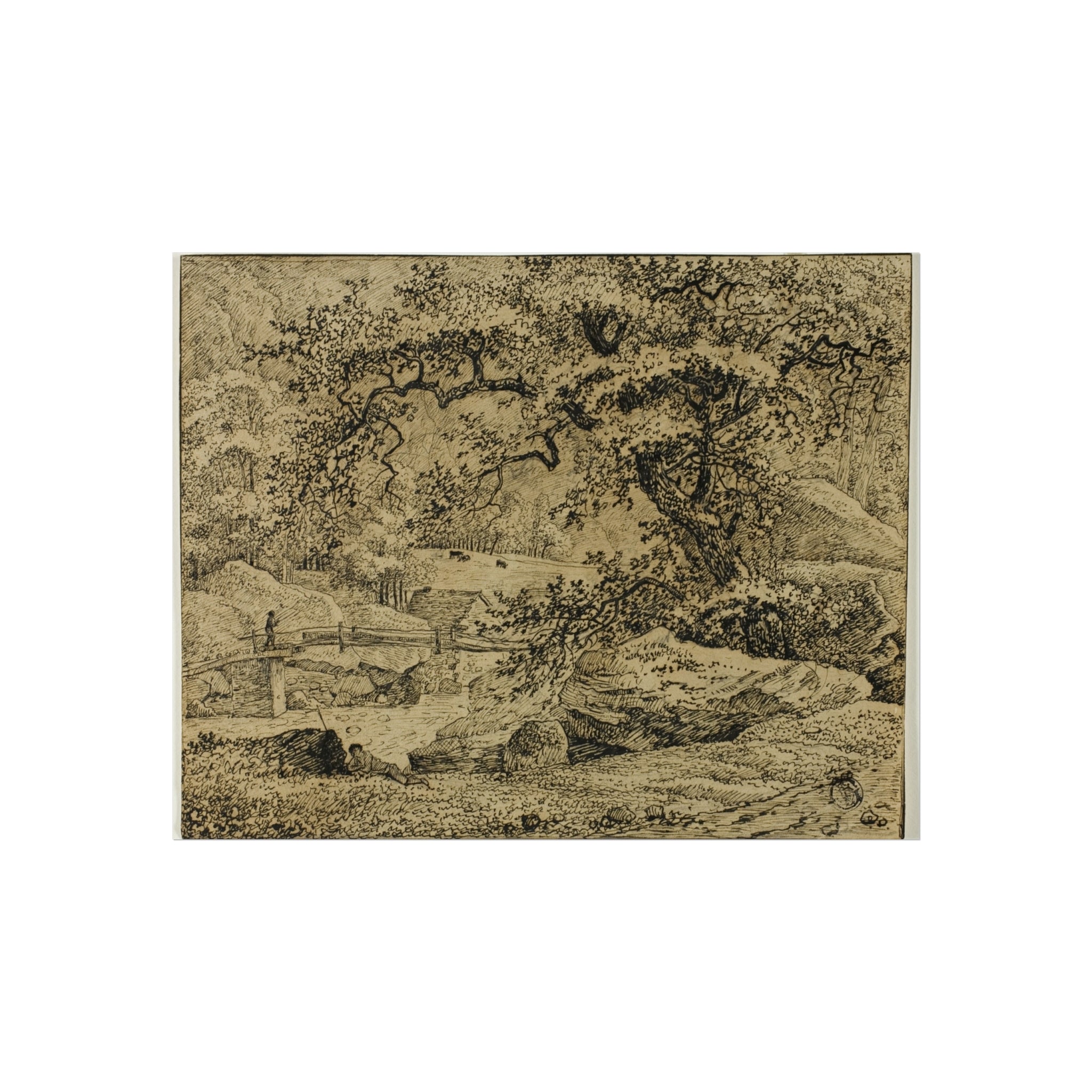 Jacob van Ruisdael - Landscape with Figure Resting Under Tree by Stream | Fine Art Poster