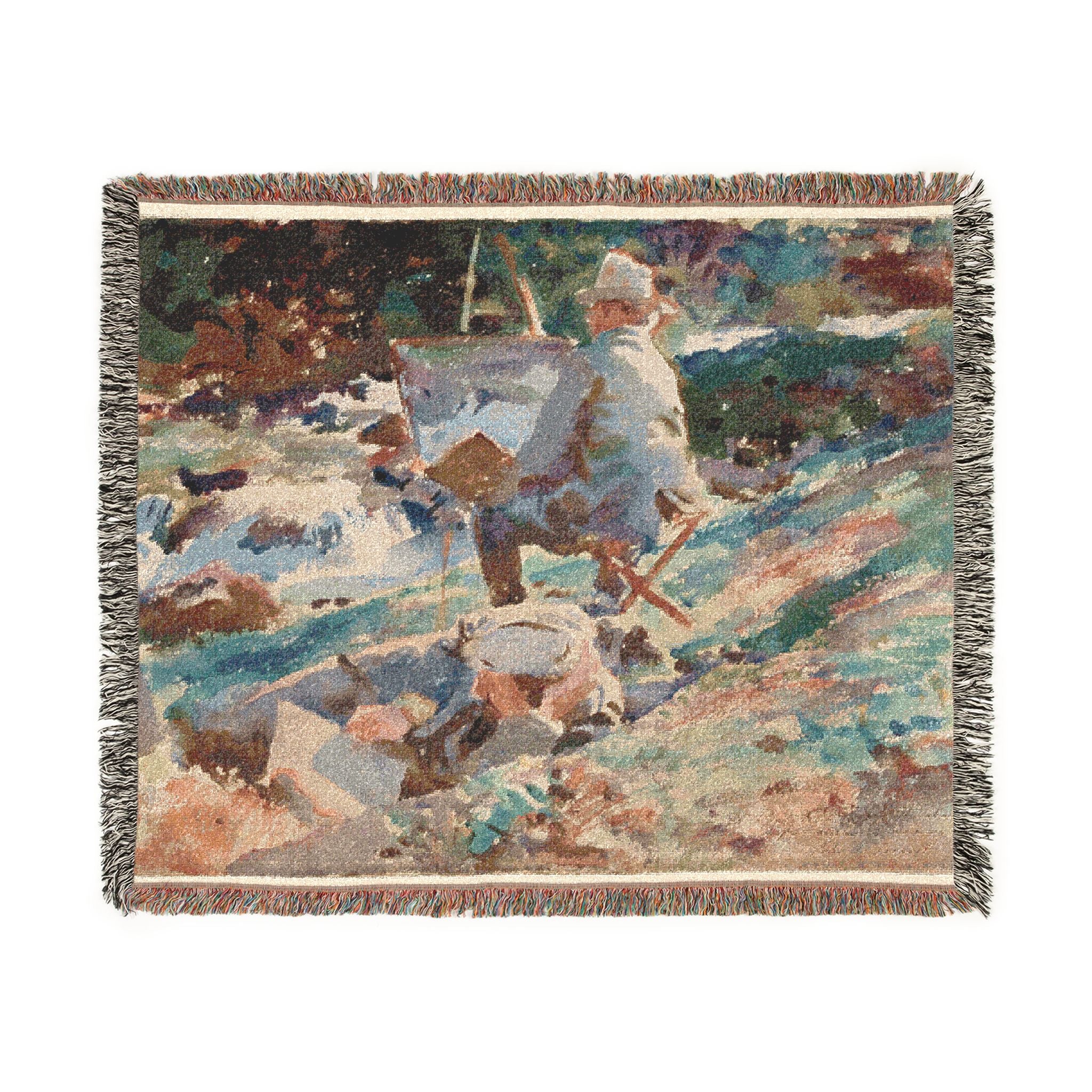 An Artist at His Easel John Singer Sargent Tapestry Blanket