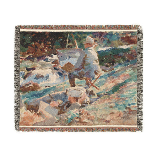 An Artist at His Easel John Singer Sargent Tapestry Blanket