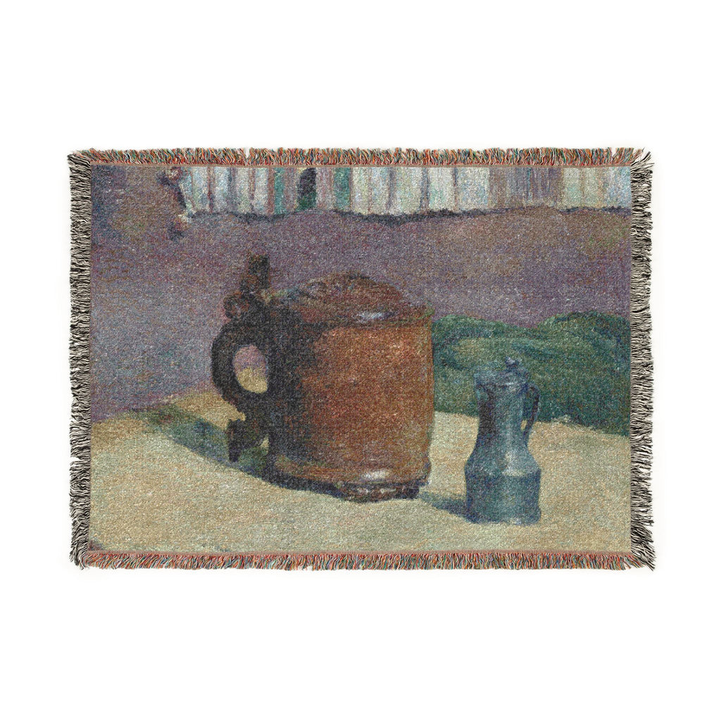 Paul Gauguin - Still Life Wood Tankard and Metal Pitcher | Woven Tapestry Blanket