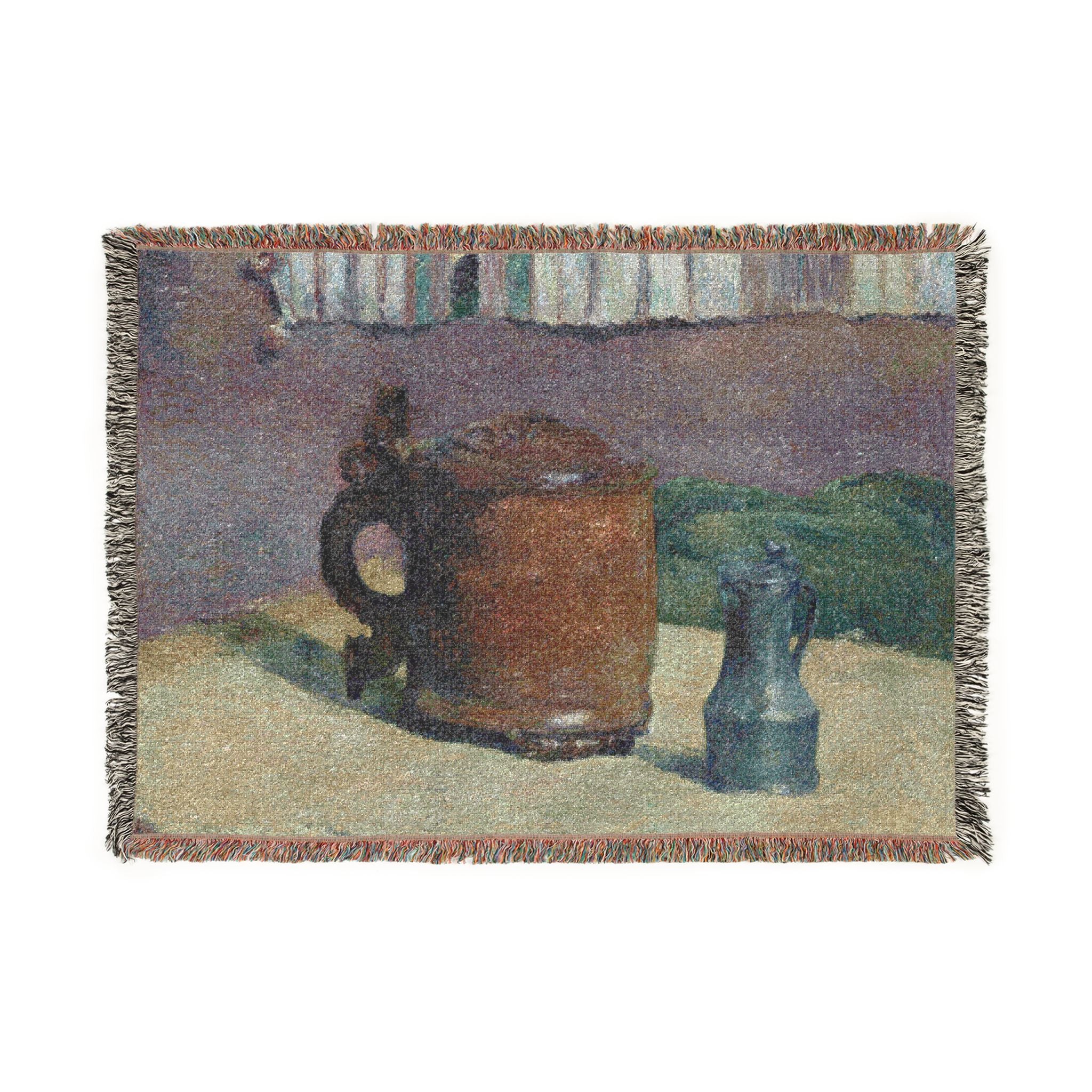 Paul Gauguin - Still Life Wood Tankard and Metal Pitcher | Woven Tapestry Blanket
