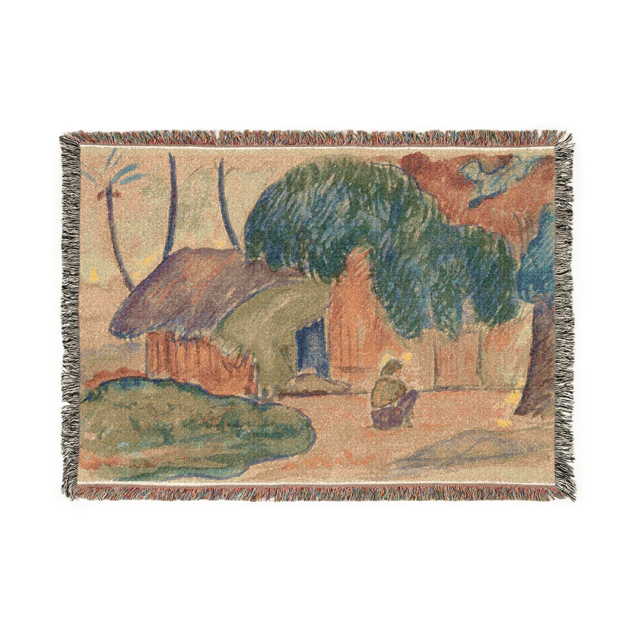 Paul Gauguin - Tahitian Hut | Woven Tapestry Blanket
