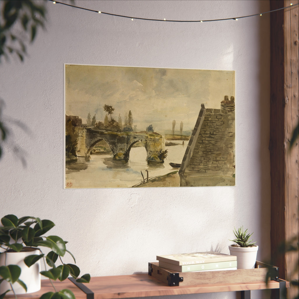 Eugène Delacroix - The Old Bridge at Mantes | Fine Art Poster