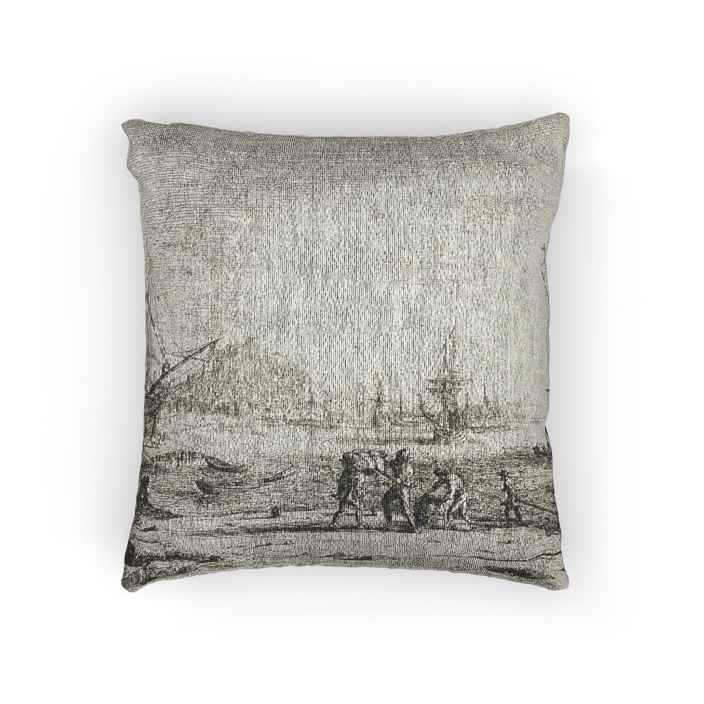 Claude Lorrain - Harbor with a Large Tower | Woven Pillow
