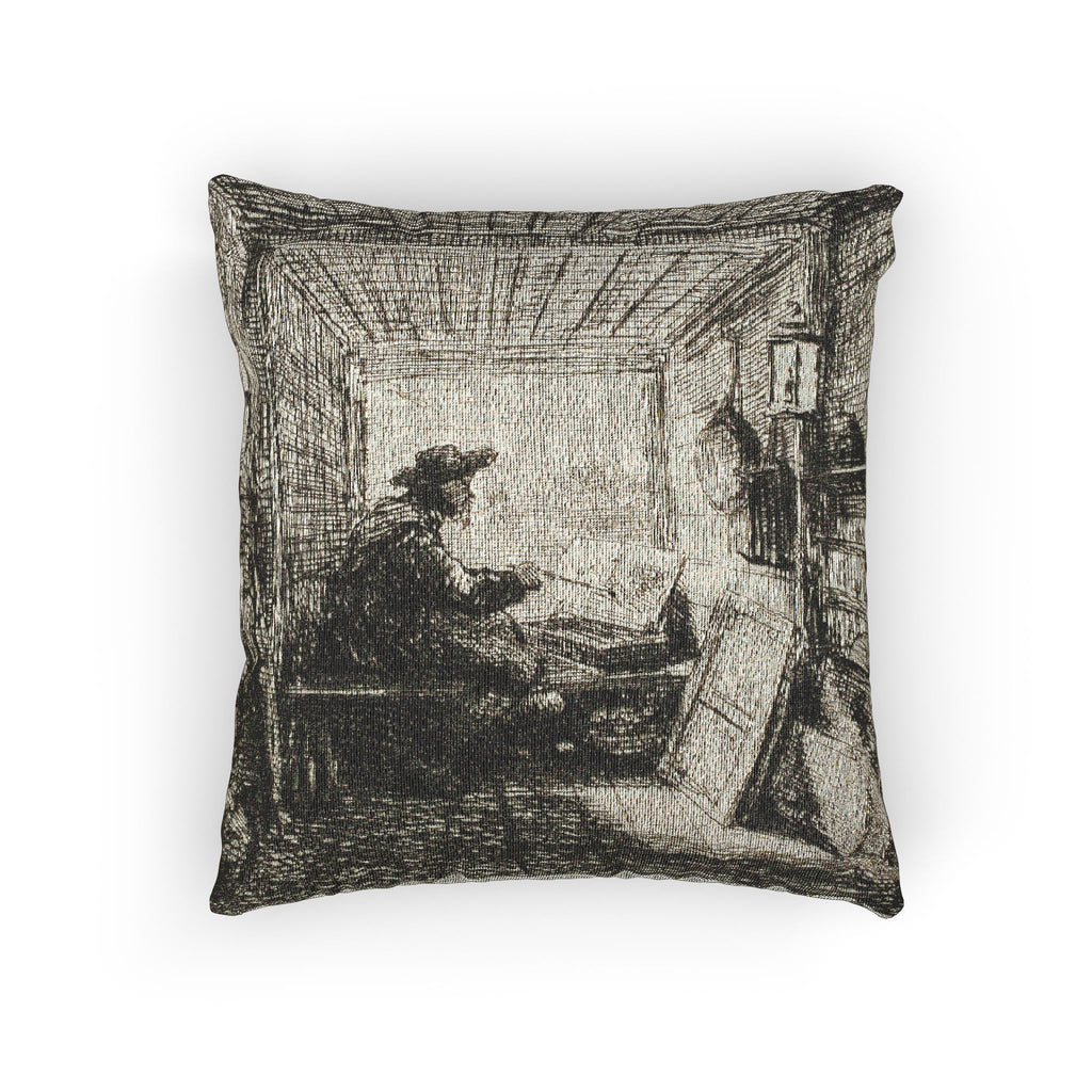 Charles François Daubigny - The Boat Studio, from The Boat Trip | Woven Pillow