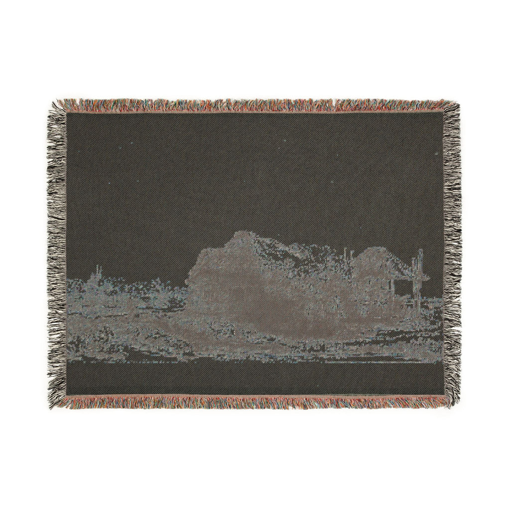 Rembrandt van Rijn - Landscape with Cottages and a Hay Barn Oblong | Woven Tapestry Blanket