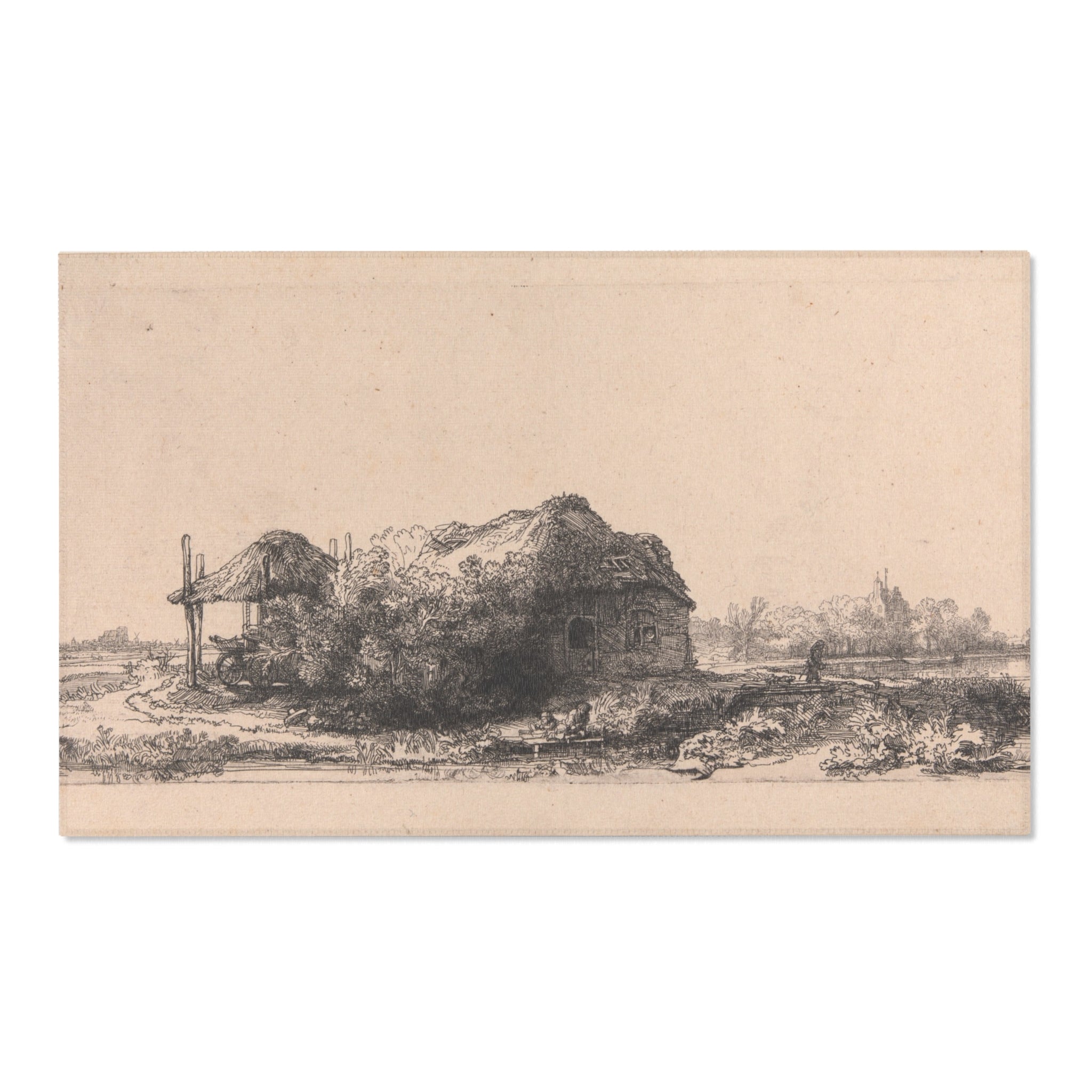 Rembrandt van Rijn - Landscape with Cottages and a Hay Barn Oblong | Area Rug