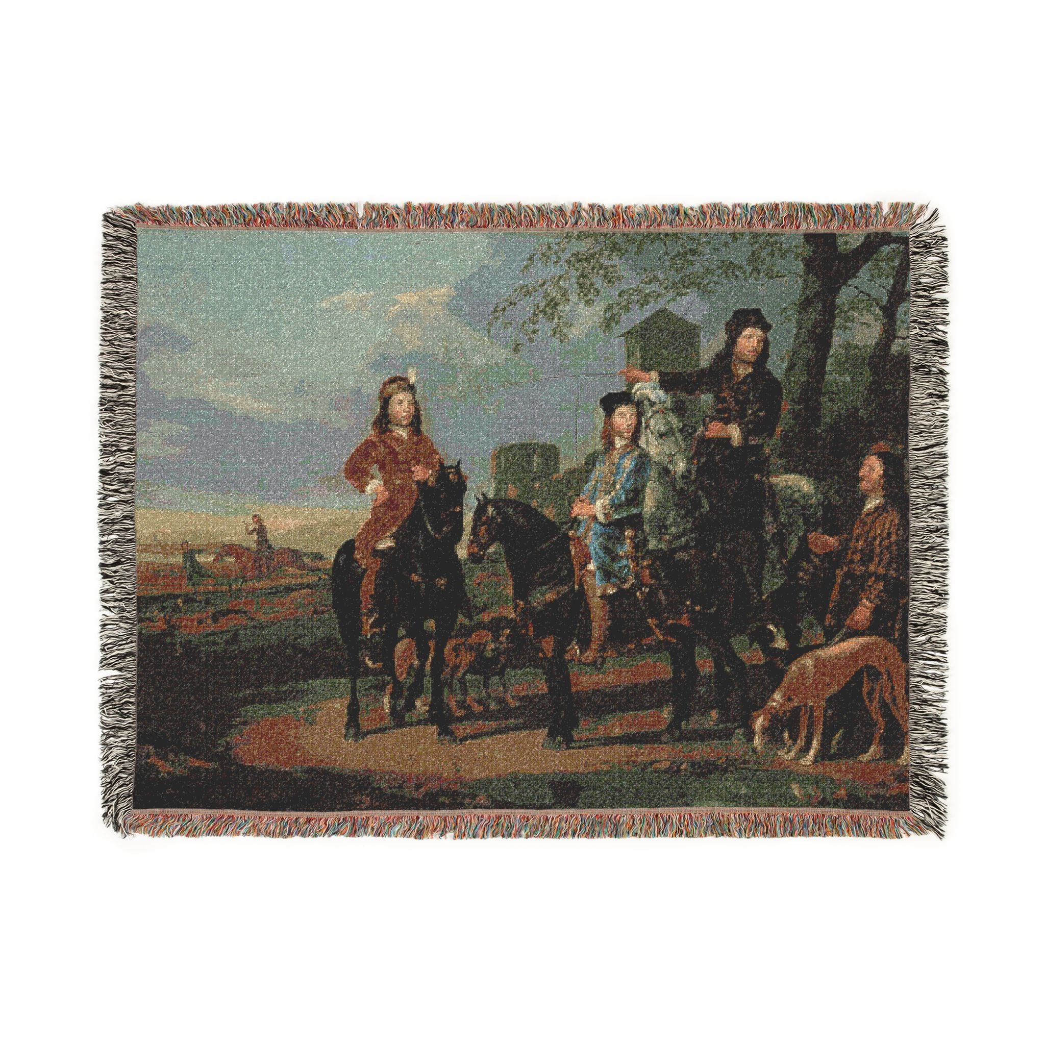 Equestrian Portrait of Cornelis (1639–1680) and Michiel Pompe van Meerdervoort (1638–1653) with Their Tutor and Coachman | Woven Tapestry Blanket