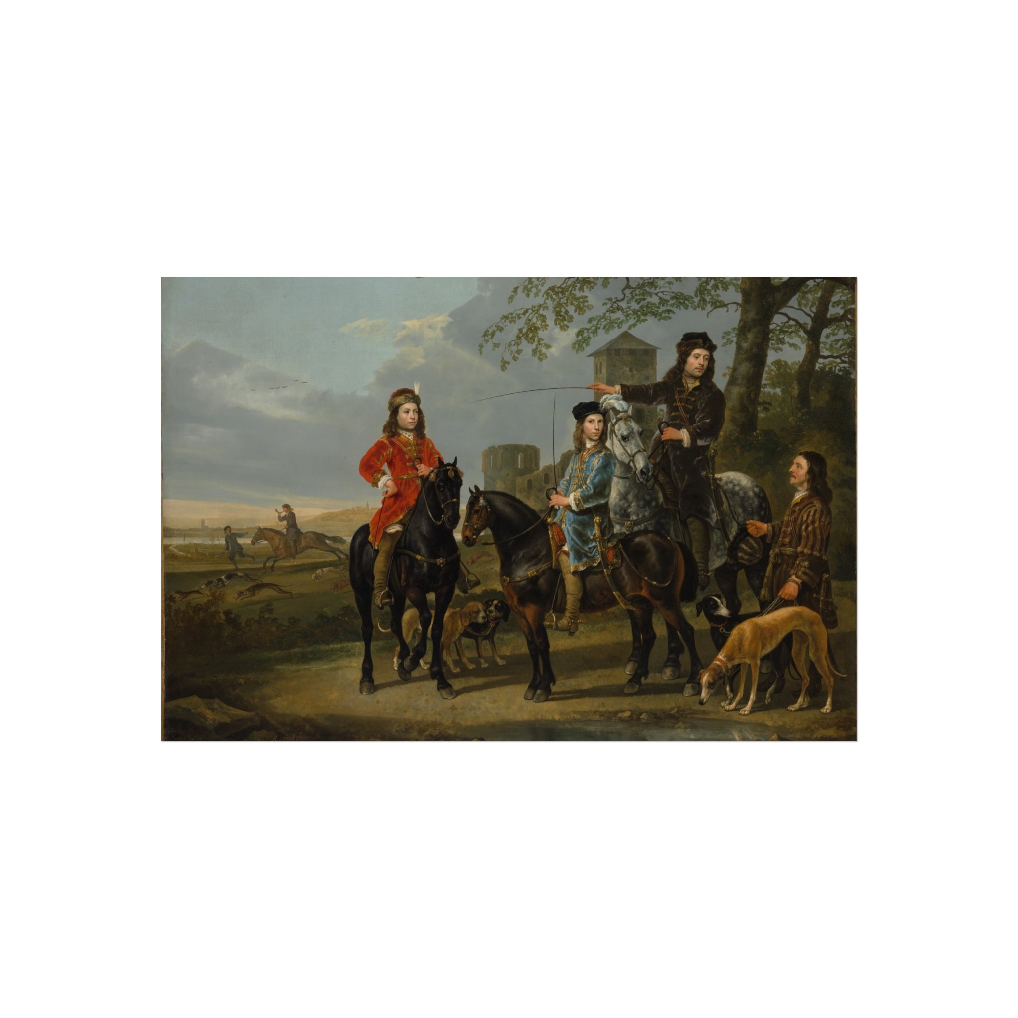 Equestrian Portrait of Cornelis (1639–1680) and Michiel Pompe van Meerdervoort (1638–1653) with Their Tutor and Coachman | Fine Art Poster