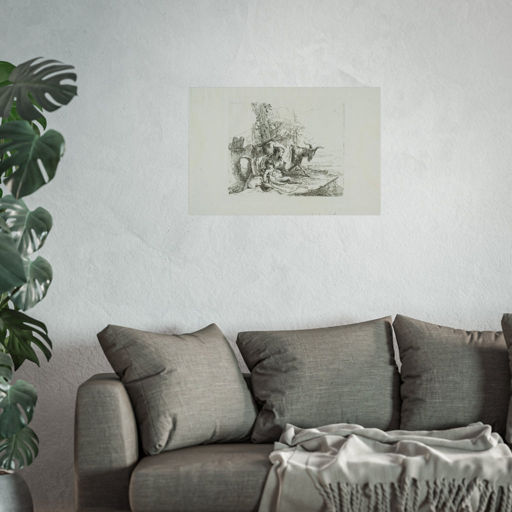 Giovanni Battista Tiepolo - A Nymph with a Small Satyr and Two Goats, from Capricci | Fine Art Poster