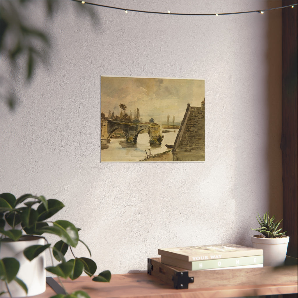 Eugène Delacroix - The Old Bridge at Mantes | Fine Art Poster
