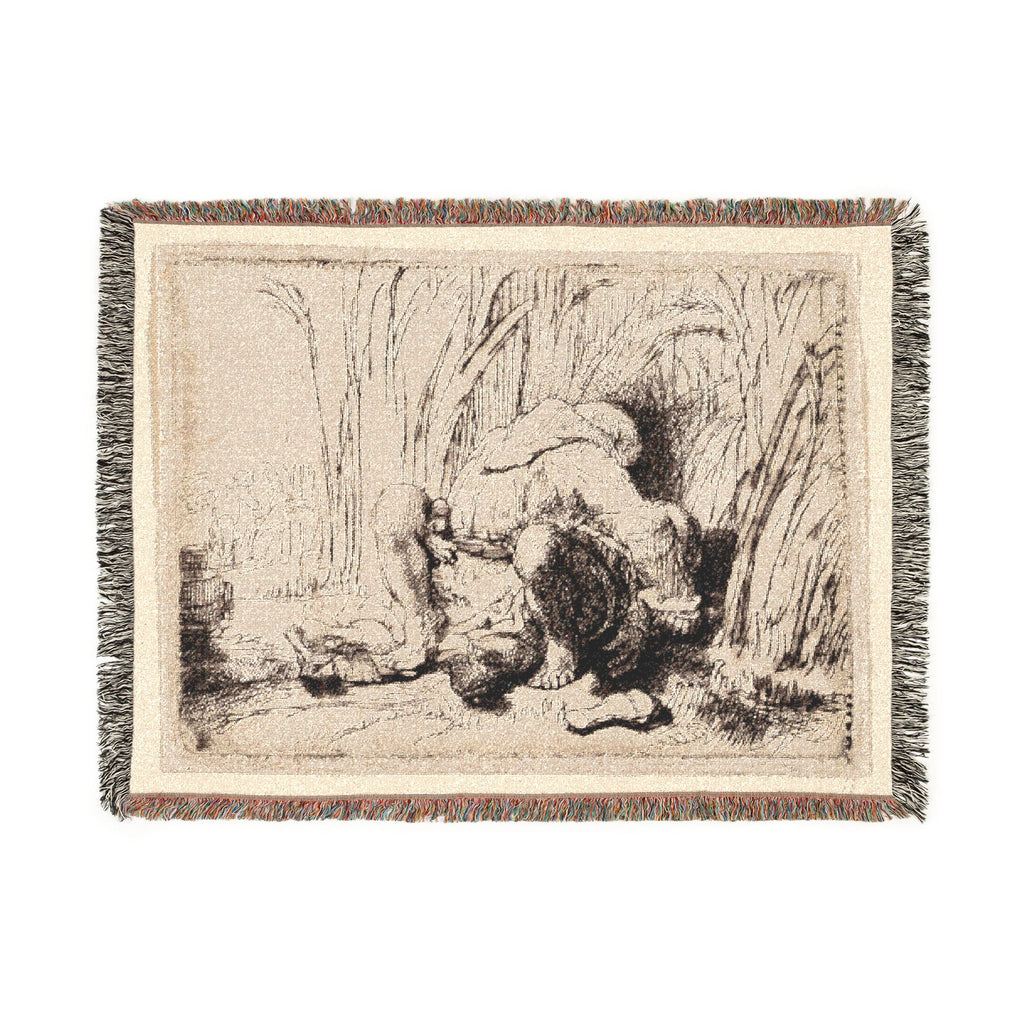 Rembrandt van Rijn - The Monk in the Cornfield | Woven Tapestry Blanket