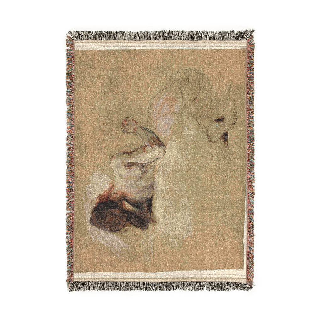 Eugène Delacroix - Crouching Woman | Woven Tapestry Blanket